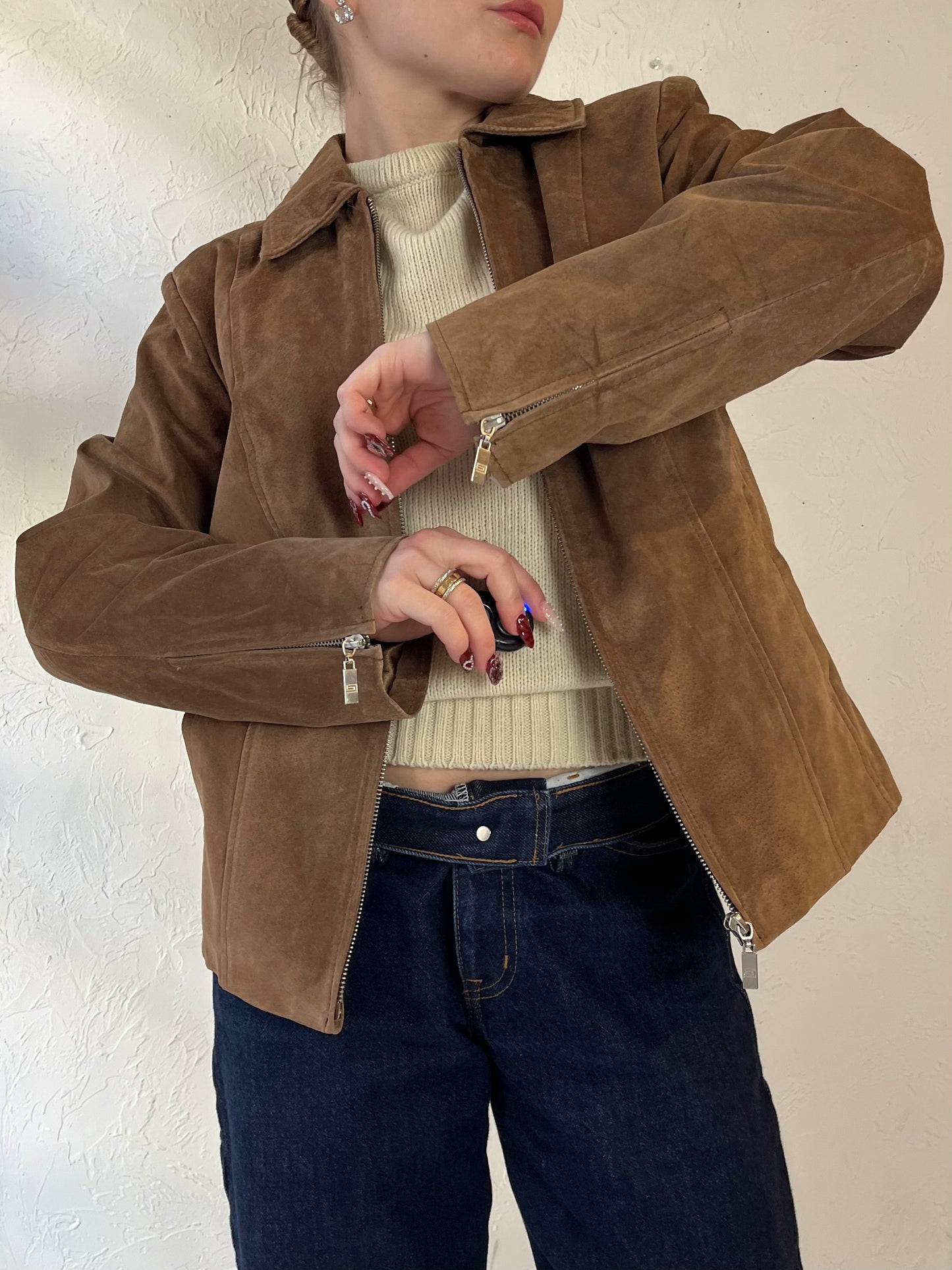 90s ‘Guillaume’ Brown Suede Jacket / Small