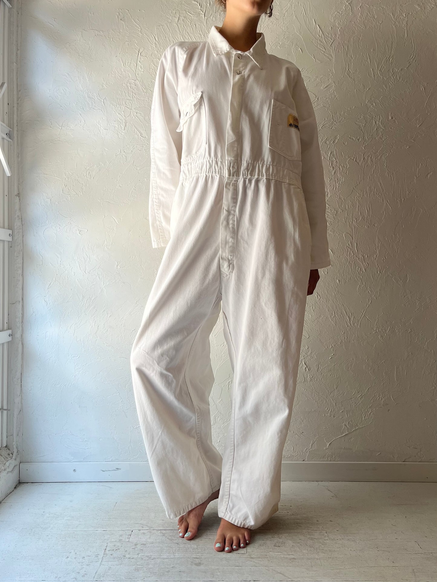 80s 'SBG' White Denim Workwear Coveralls / XLarge