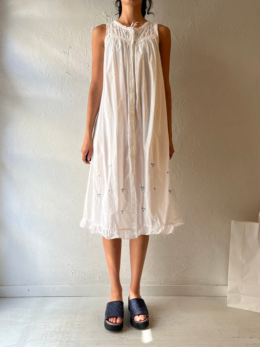 90s ‘Charmour’ White Cotton Dress / Medium