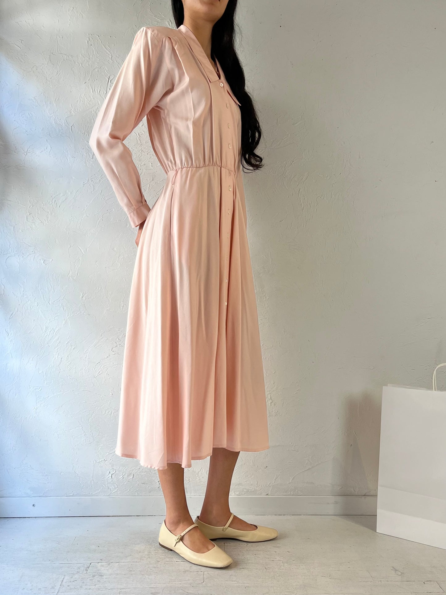 90s ‘Liz Claiborne’ Pale Pink Silk Dress / Small