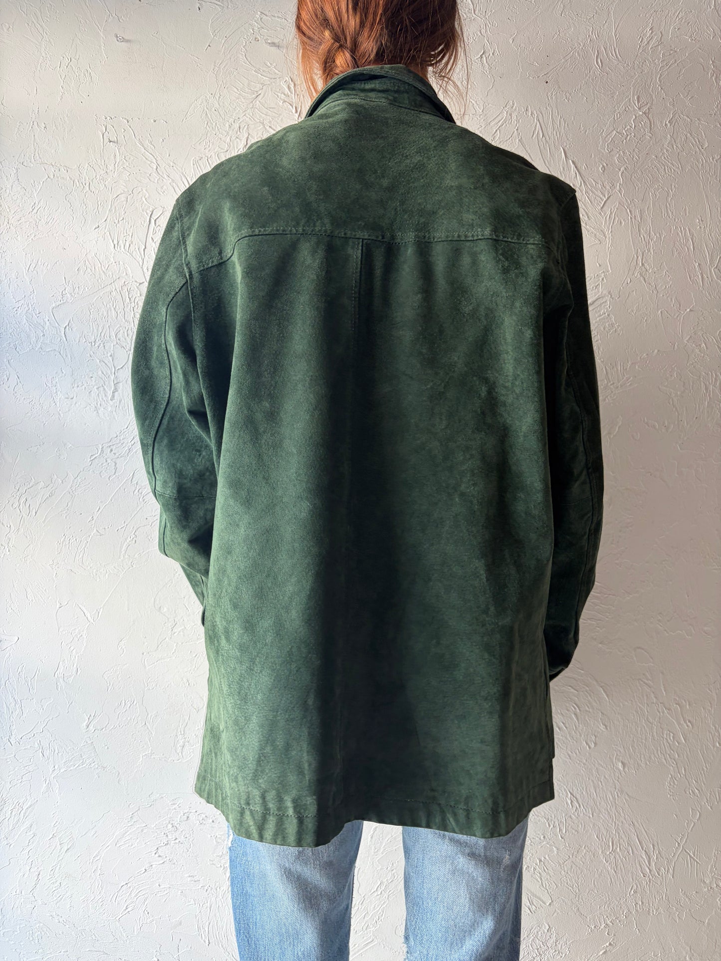 Y2k 'Great Northwest' Green Suede Chore Jacket / XL