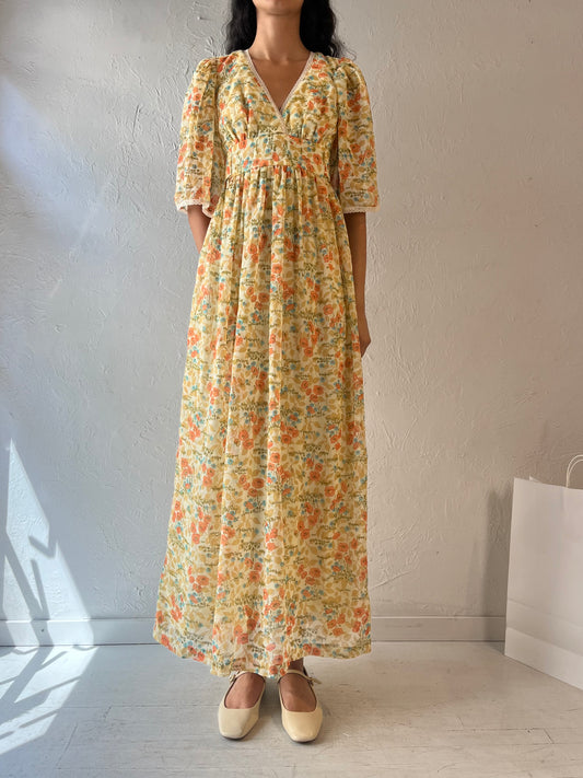 70s 'This Is Yours' Yellow Prairie Dress / Union Made / XS - Small