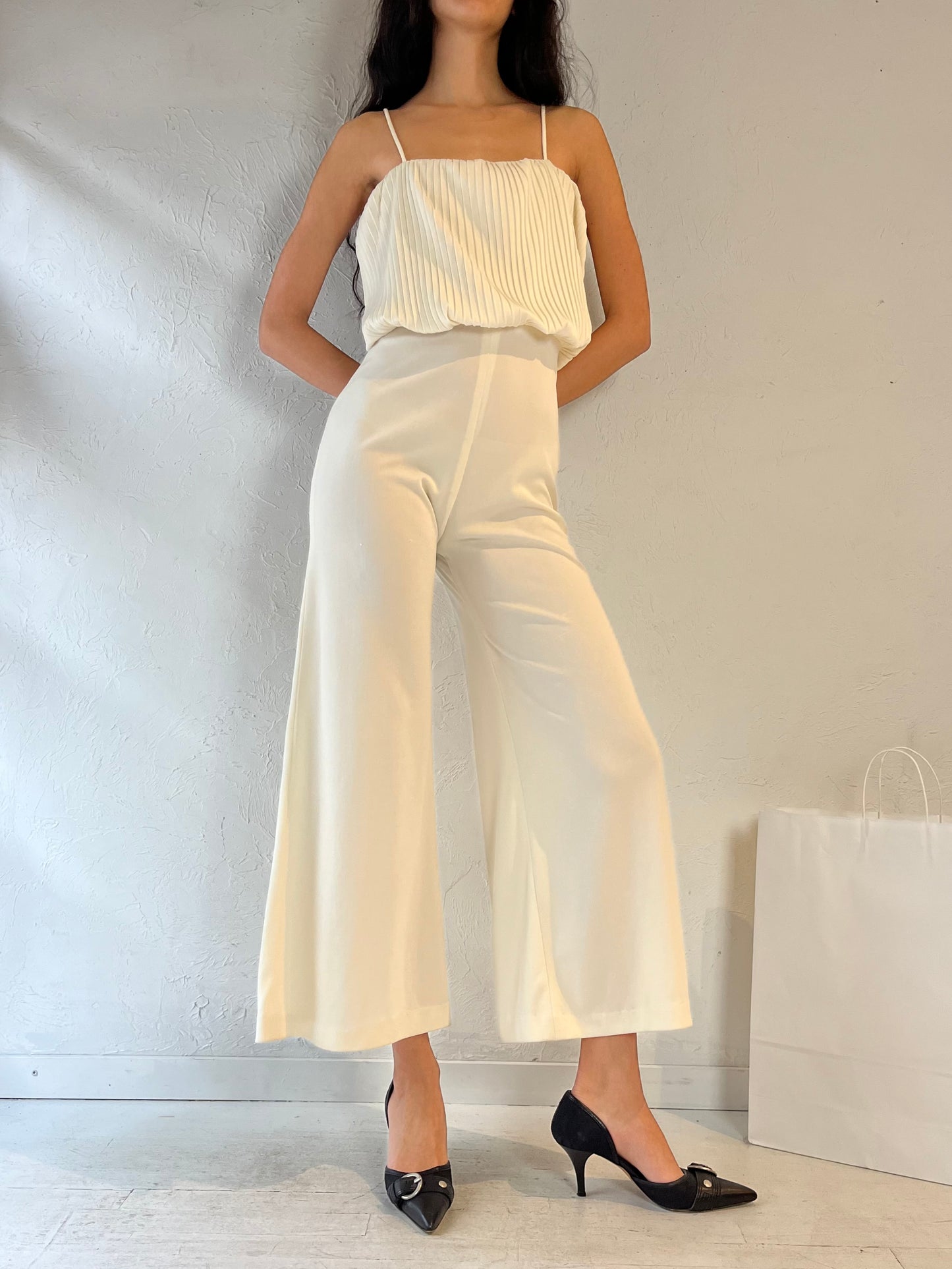 Vintage Handmade White Jumpsuit / Small