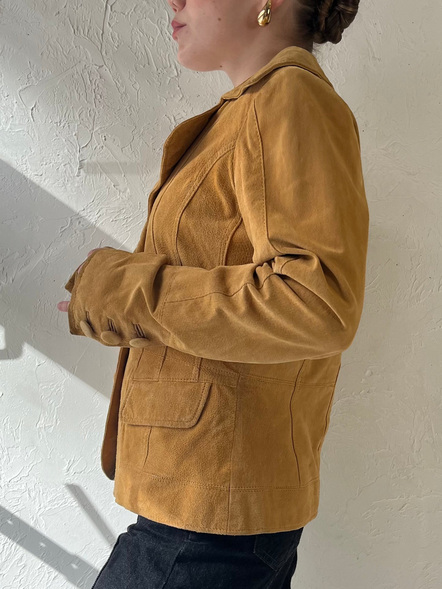 Y2k Tan Suede Jacket / Small