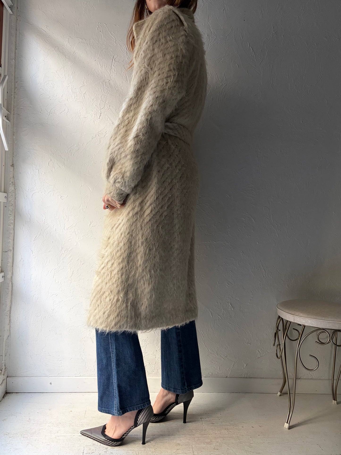 80s 'Electre' Fuzzy Knit Coat / Medium