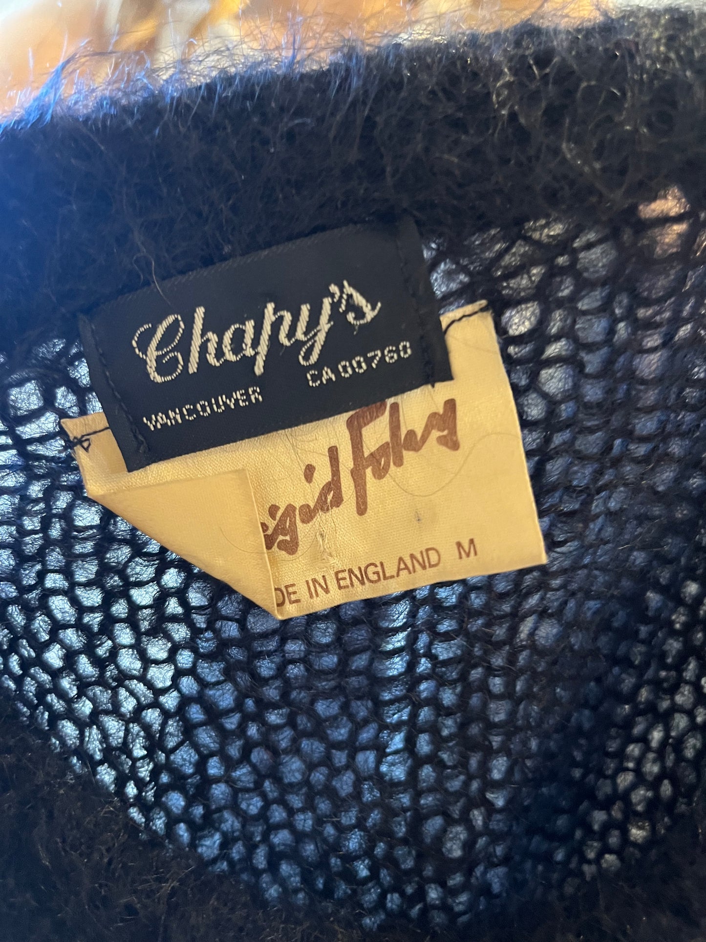 90s 'Chapys' Black Wool Floral Knit Sweater / Medium