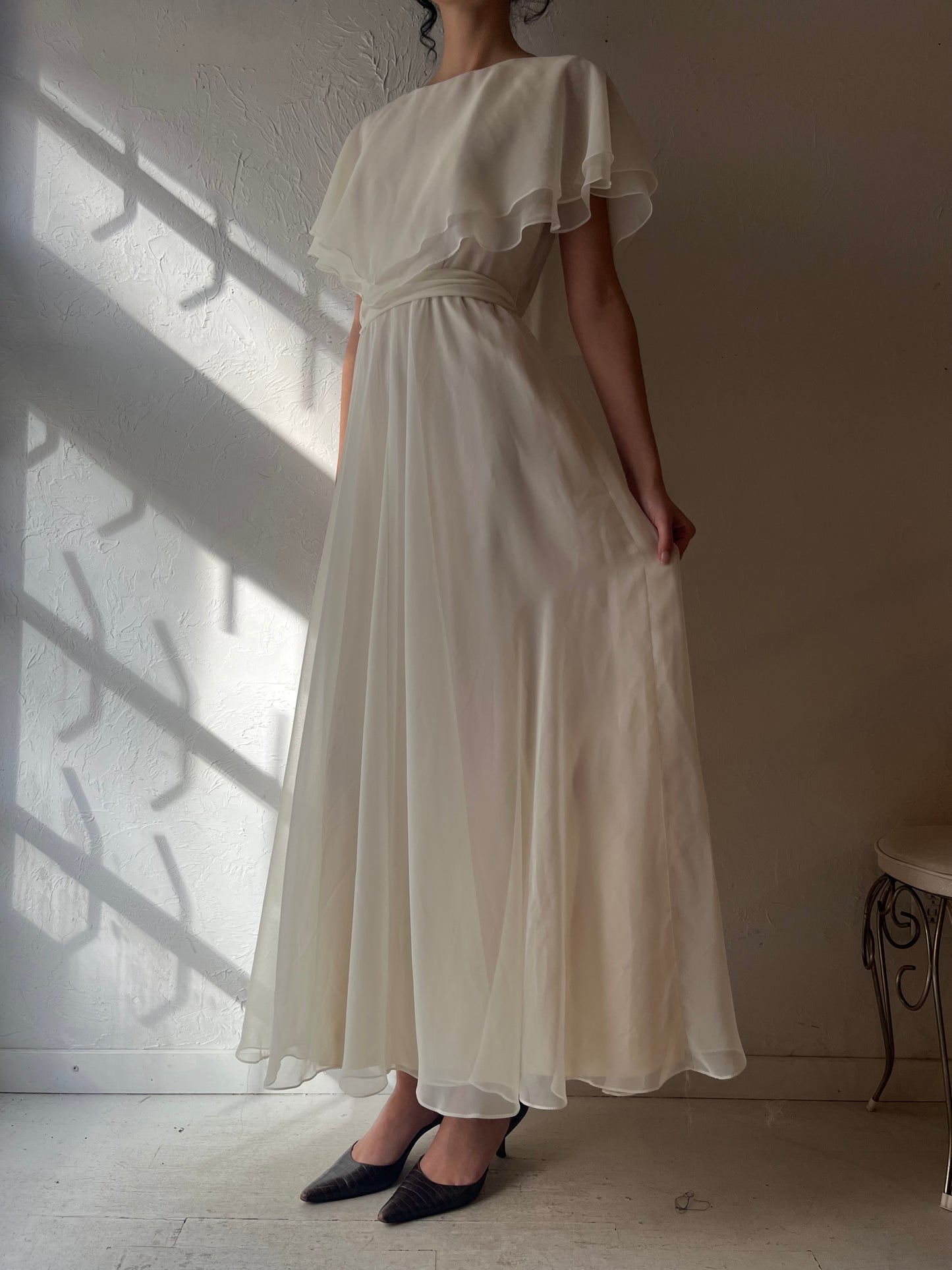 60s 'Dorothy Gould' Union Made Cape Sleeve Dress / Small