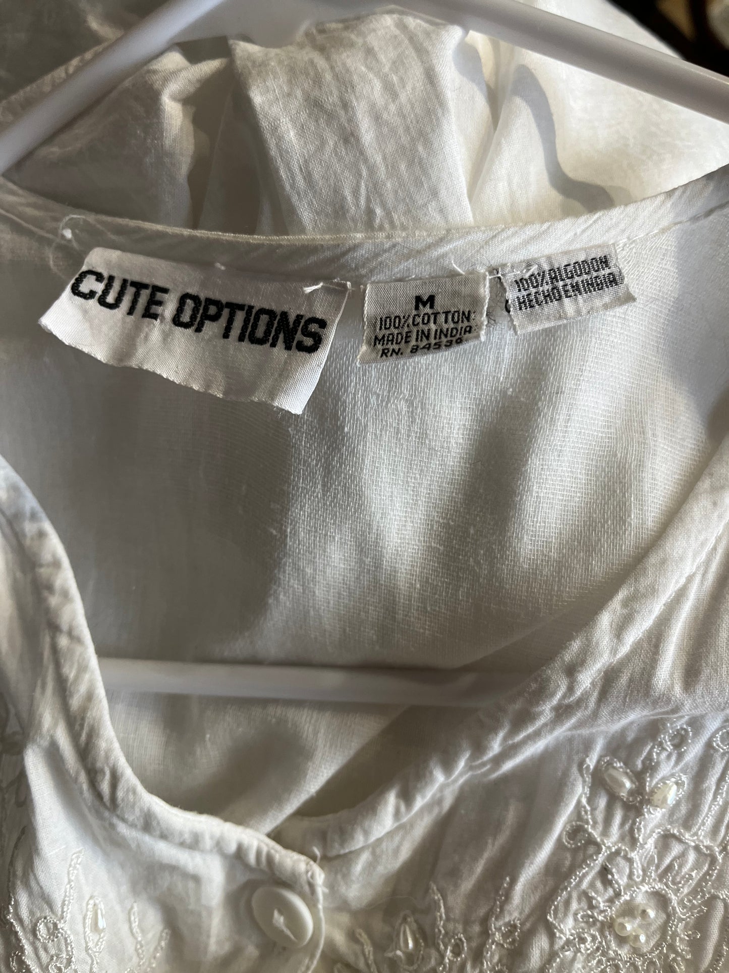 90s ‘Cute Options’ White Cotton Dress / Medium