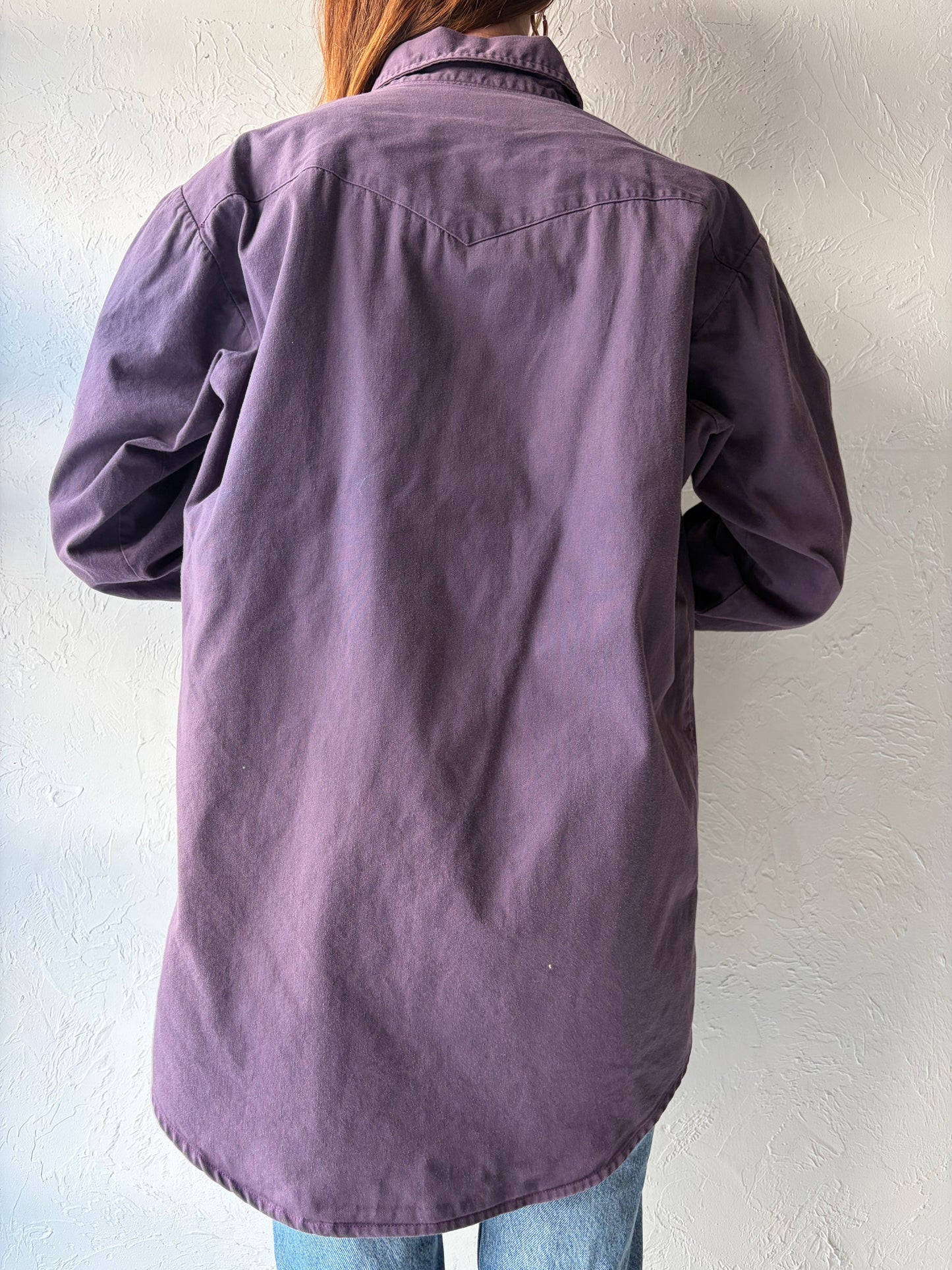 90s 'Disney Mickey & Co' Purple Embroidered Western Character Shirt / Large