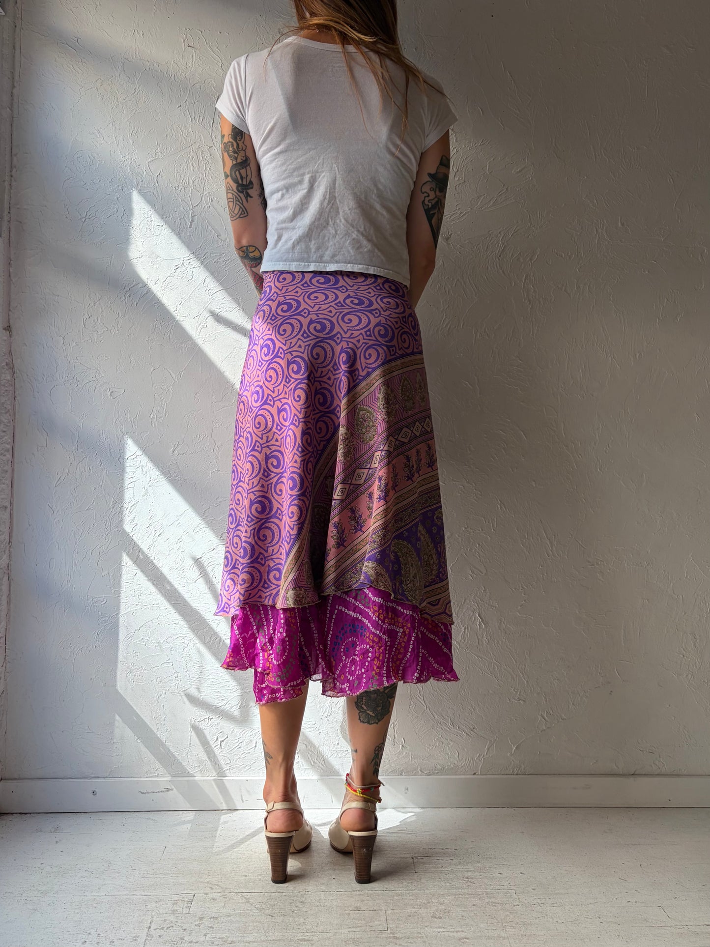 Vintage Reversible Wrap Skirt / Small - Large