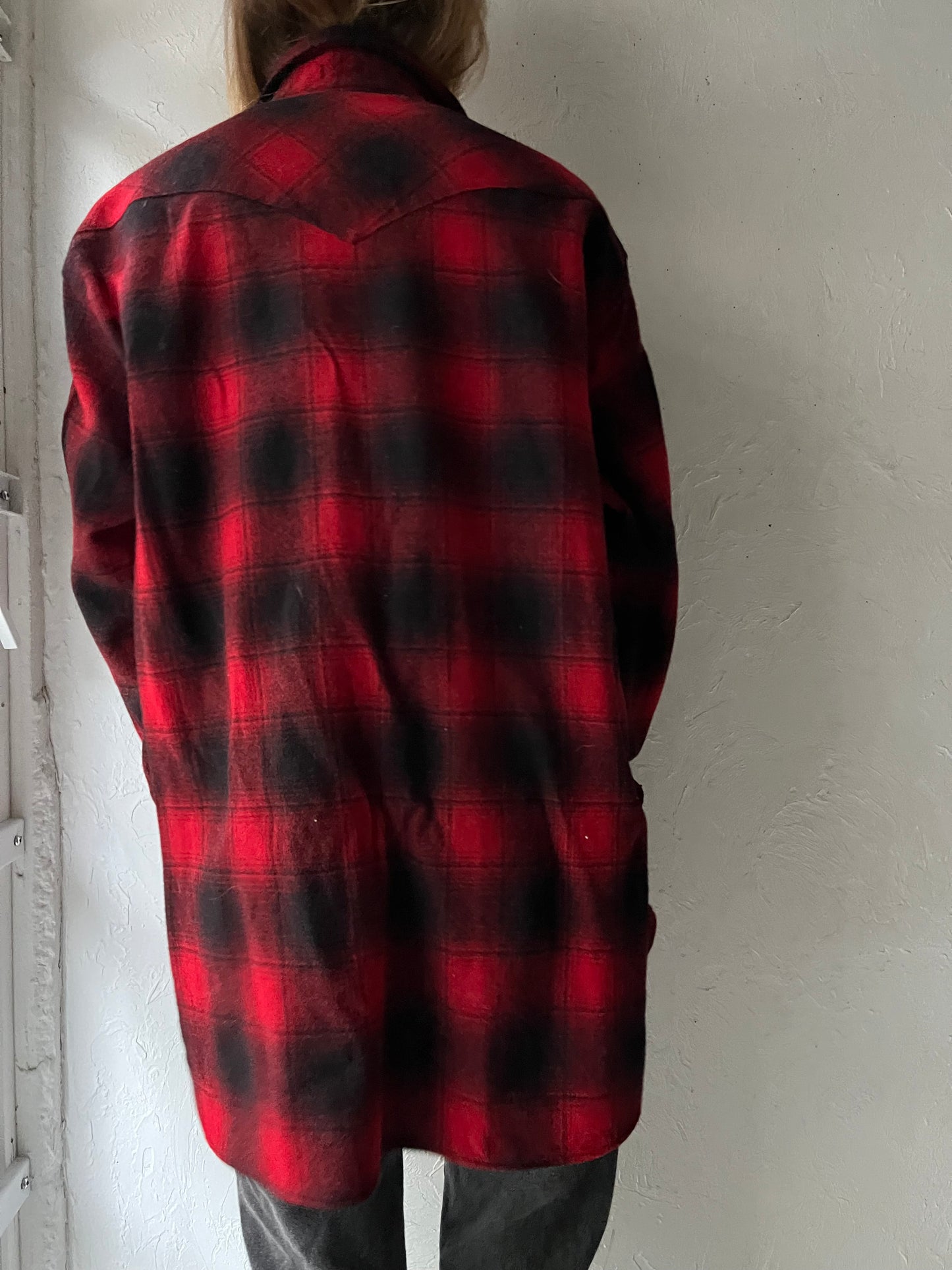 Vintage 'Pendleton' Red Snap Up Wool Shirt / XL