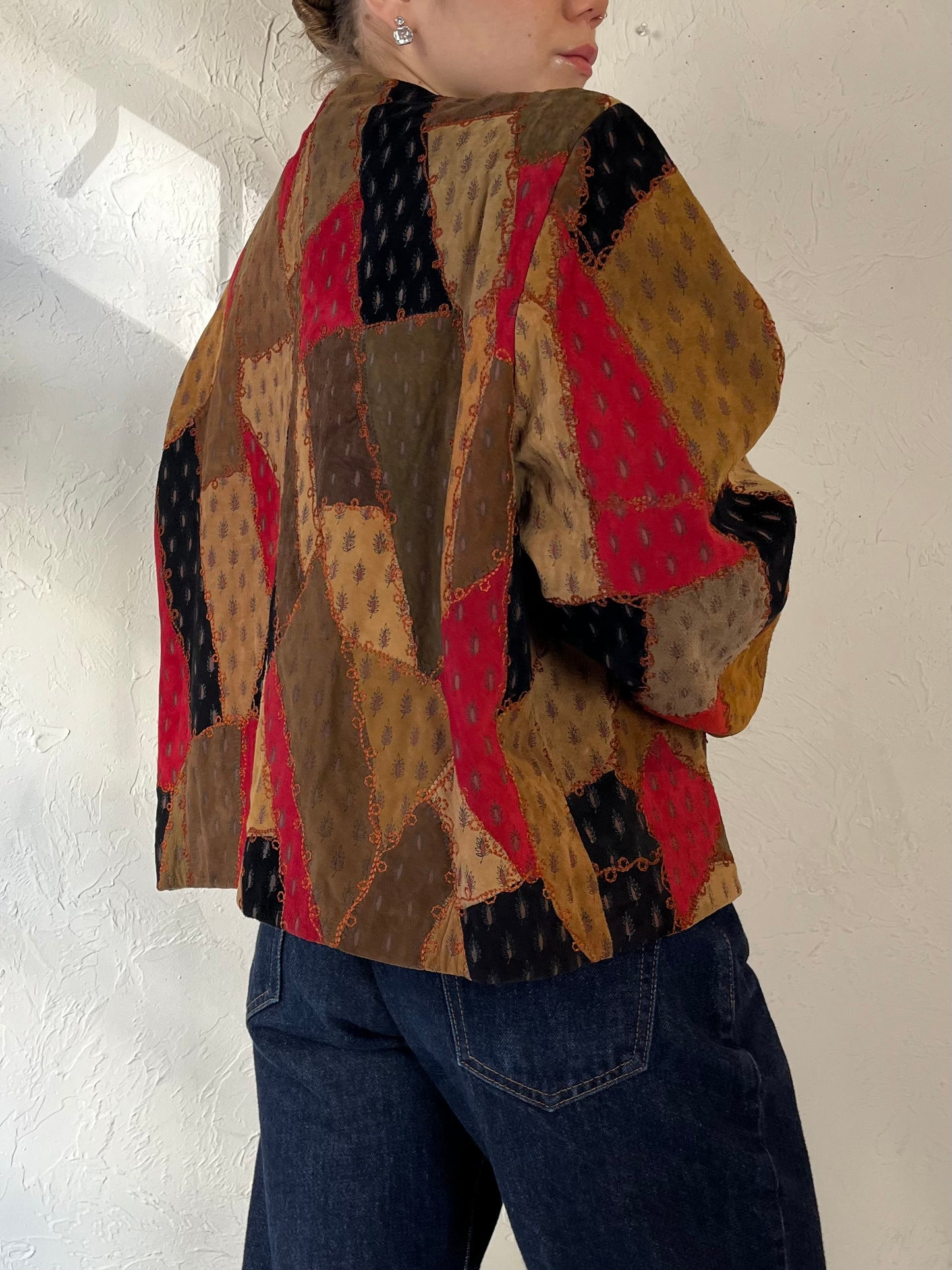 90s ‘Raindrops’ Patchwork Suede Jacket / Large