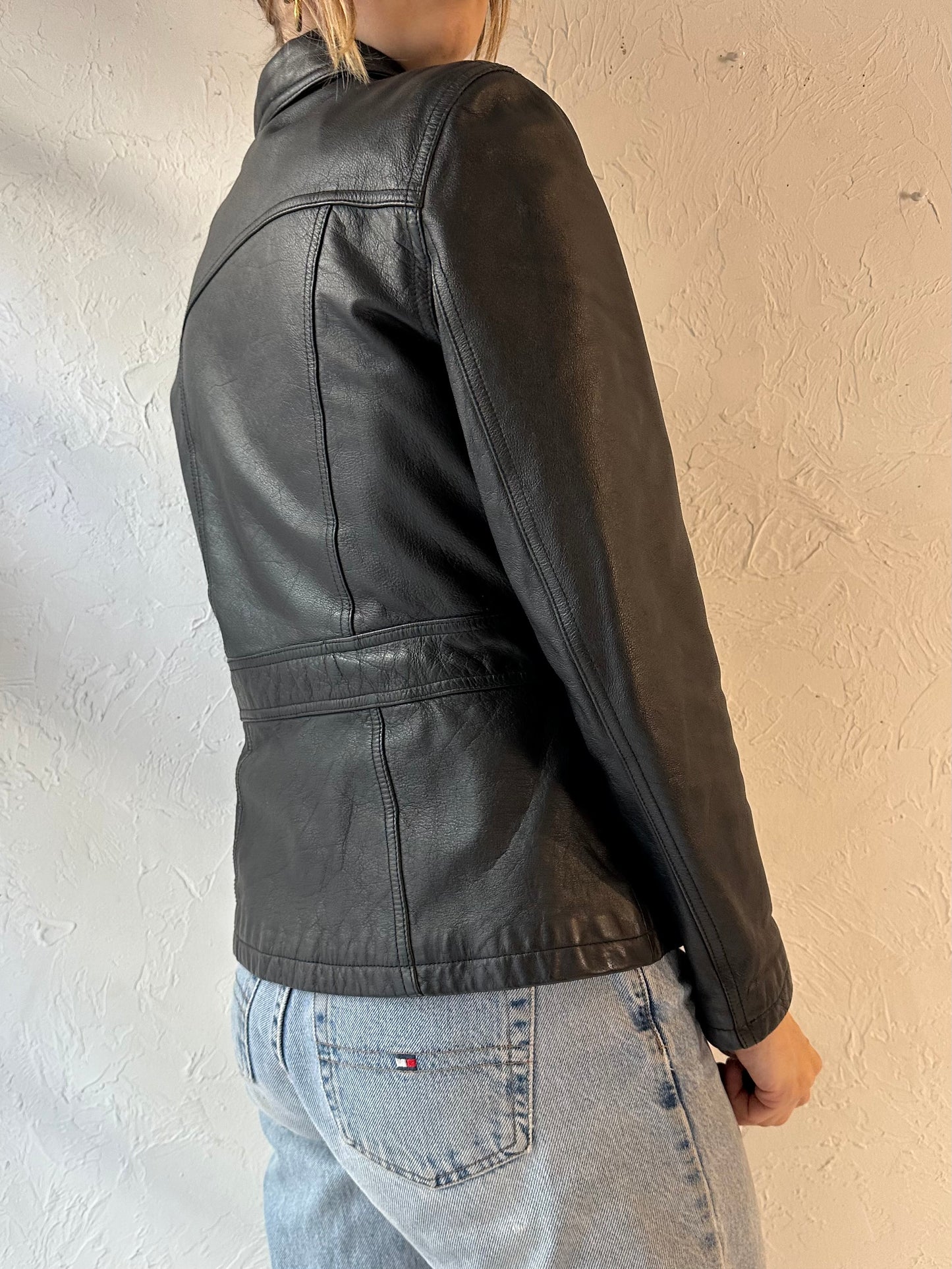 Y2k 'Wilsons' Black Leather Jacket / Medium