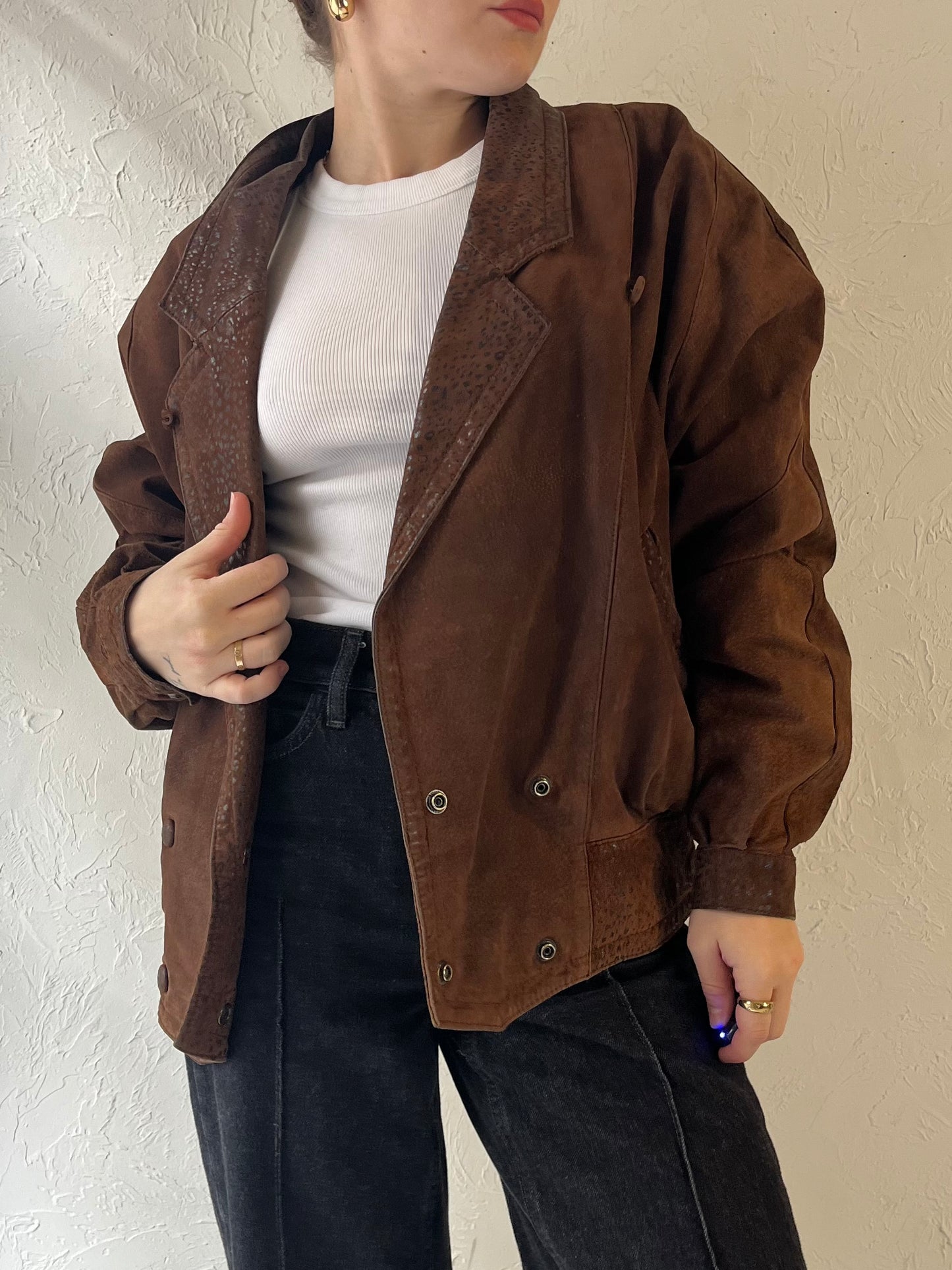 90s 'Byrnes & Baker' Brown Suede Leather Jacket / S