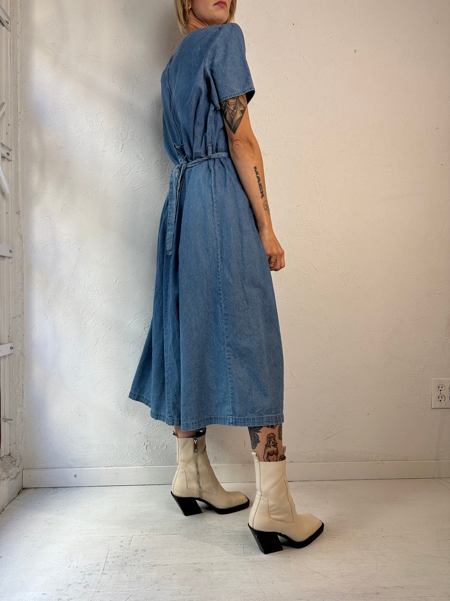 Y2k 'Traditions' Embroidered Denim Dress / Large
