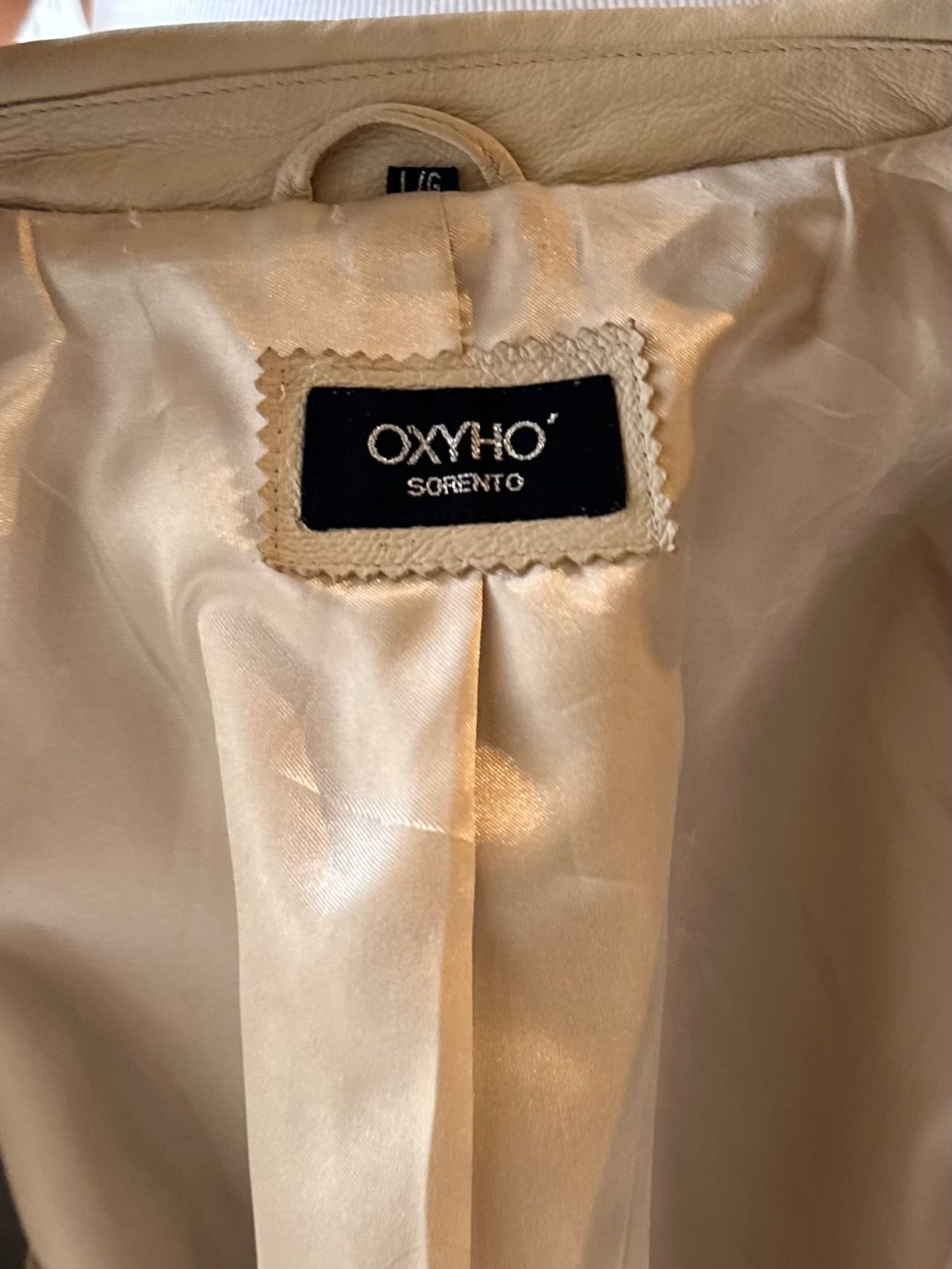Y2K ‘OXYHO’ White Leather Jacket / Large