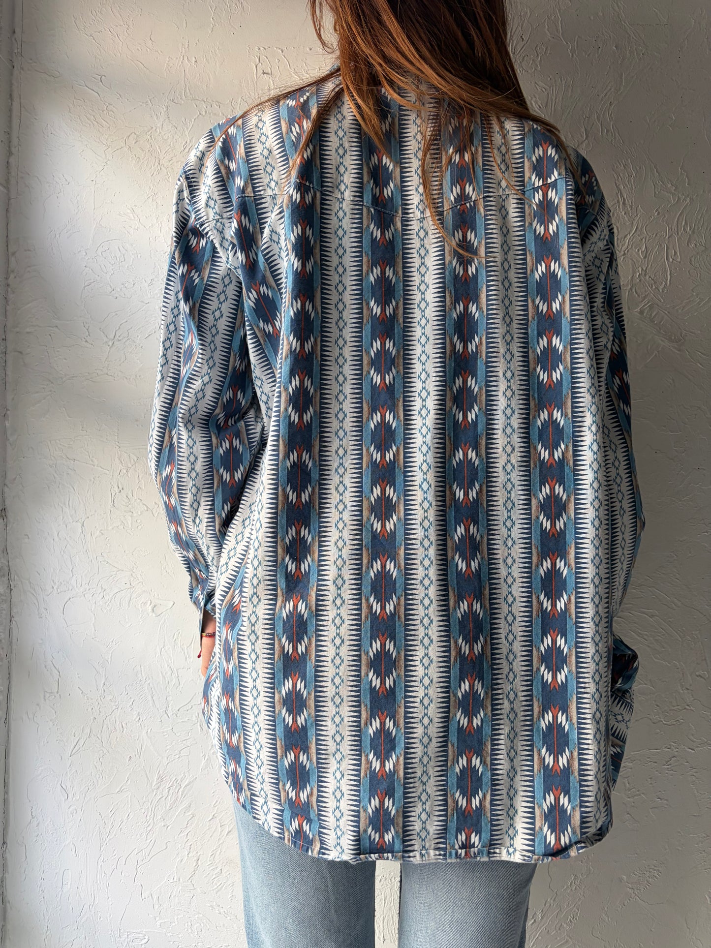 Vintage 'Wrangler' Cotton Pearl Snap Western Shirt / XL