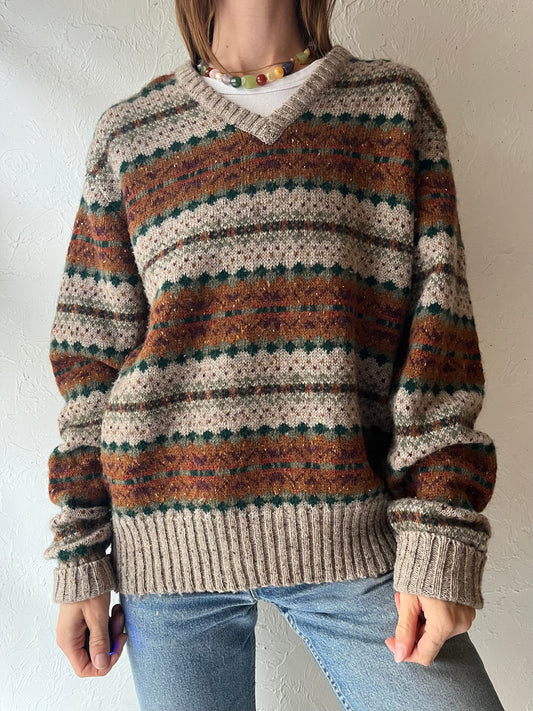 90s 'Leo Chevalier' Striped Knit Sweater / XL