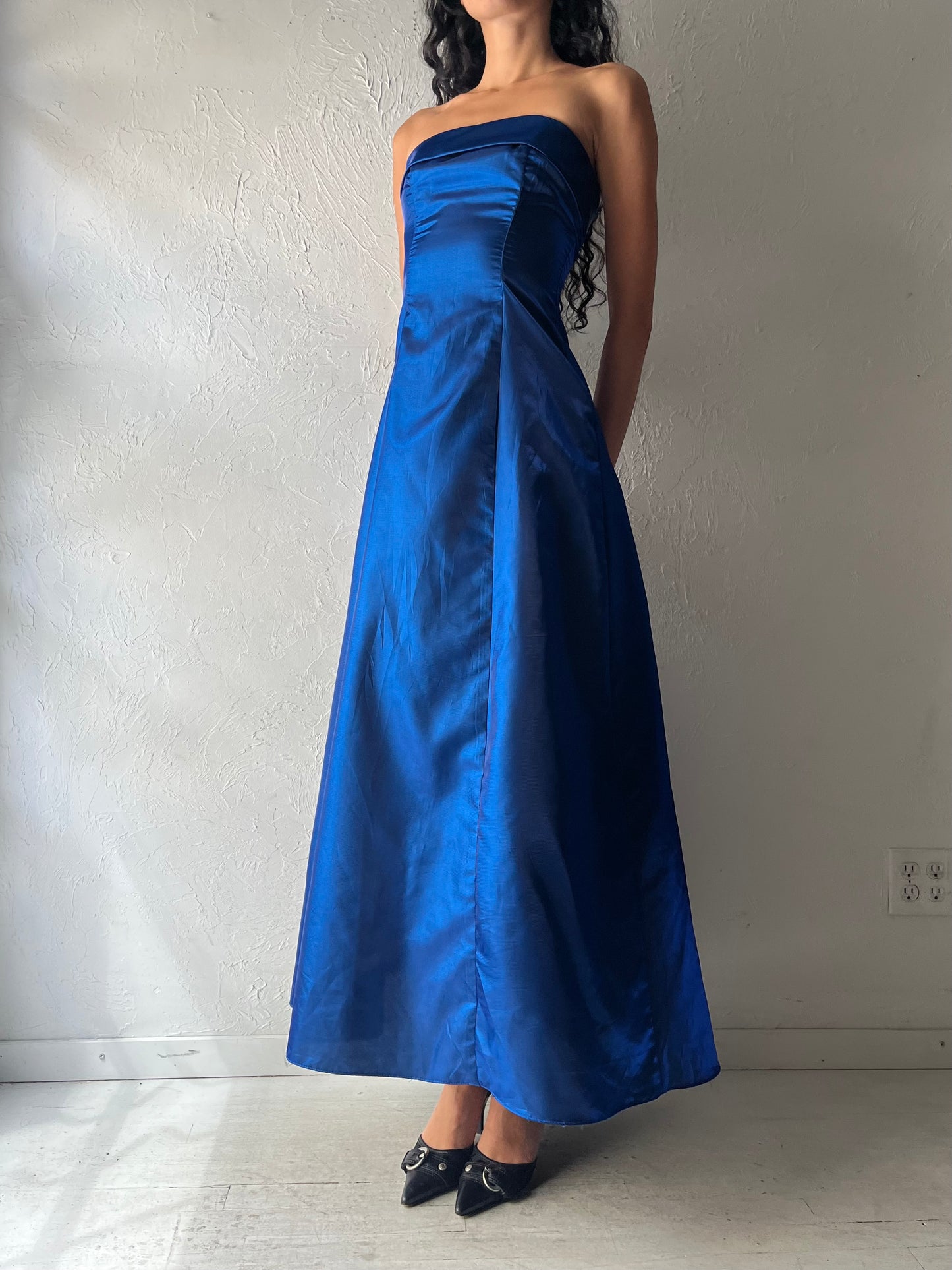 Y2k 'Urban Girl Nites' Blue Strapless Formal Prom Dress / Small