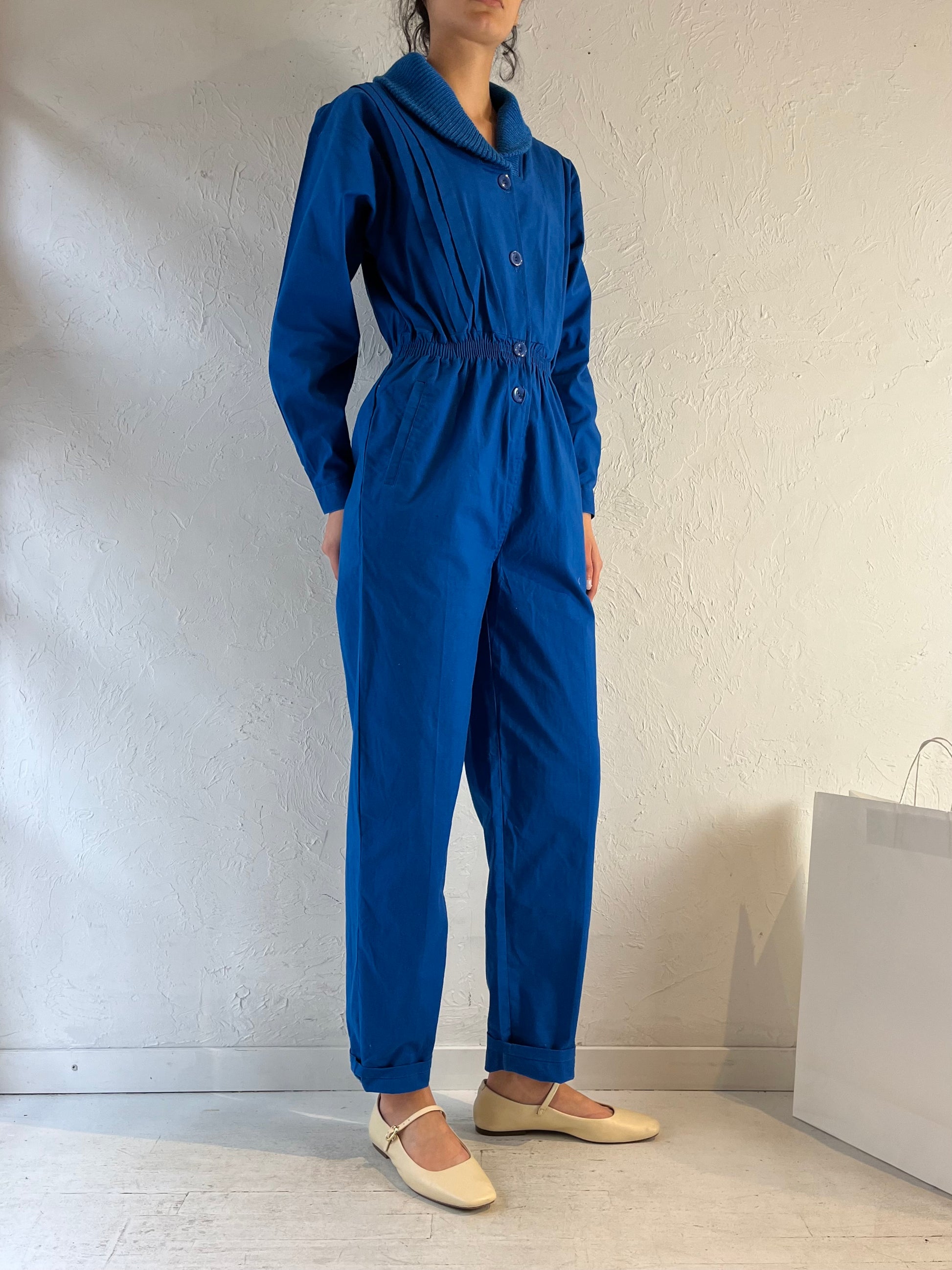 90s ‘California Casuals’ Dead Stock Blue Jumpsuit / Small