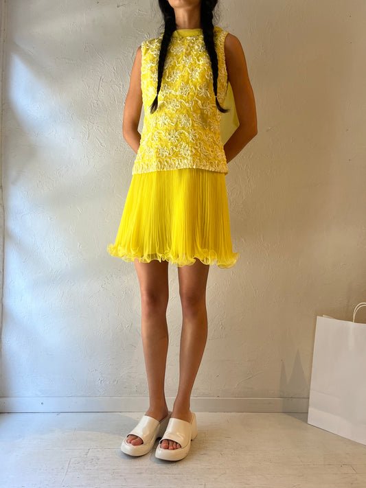 60s Yellow Sleeveless Dress / Union Made / Small