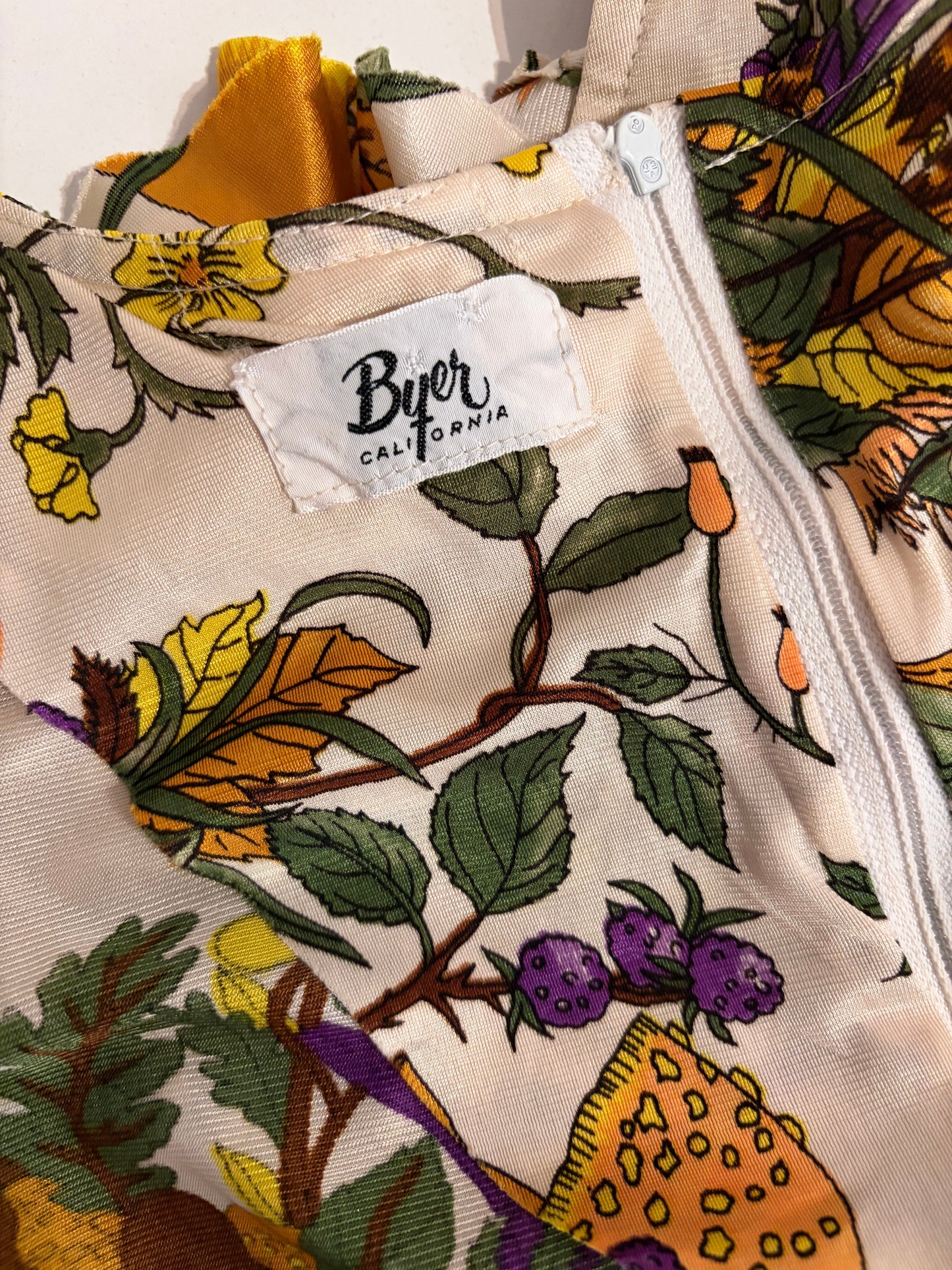 70s 'Byer Too' Silky Mushroom Print Dress / Small