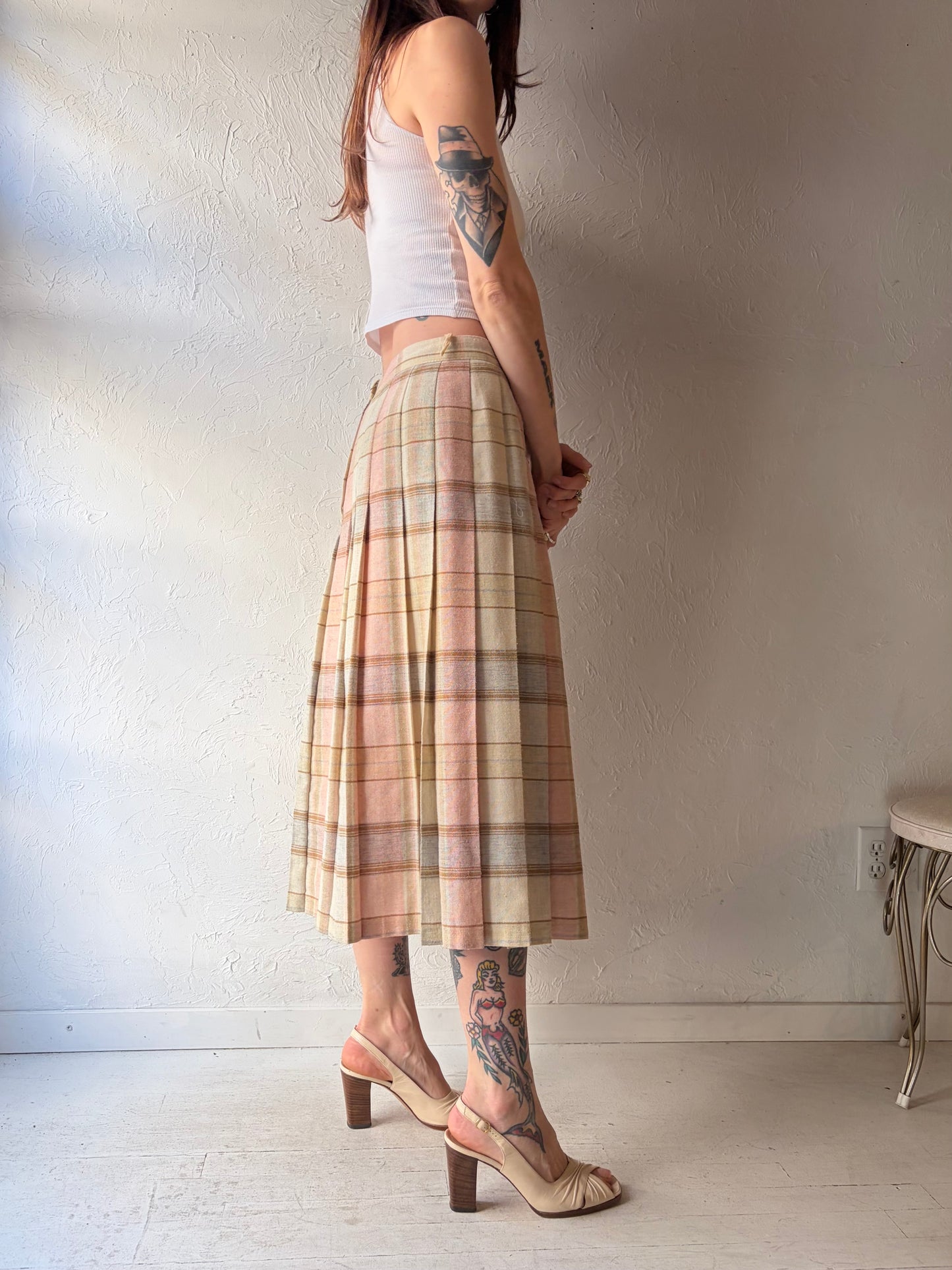 80s 'Jupe A Gogo' Plaid Skirt / Medium