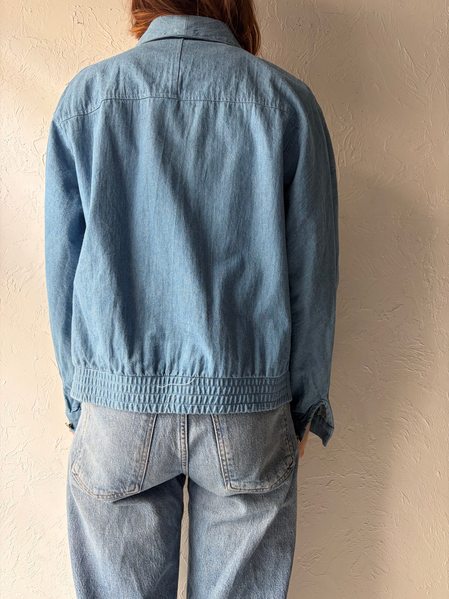 80s 'City Girl' Retro Embellished Western Denim Jacket / Medium