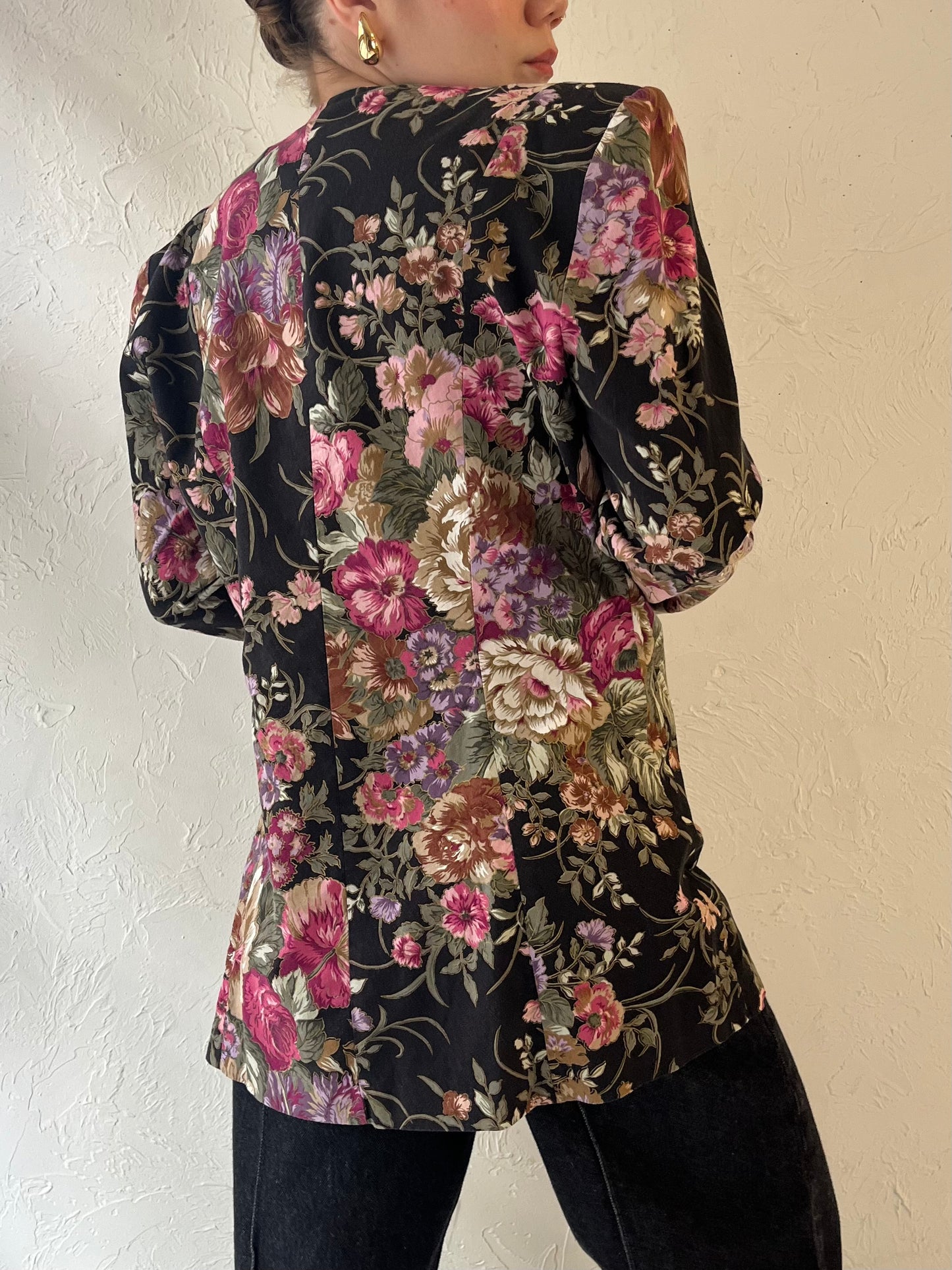 90s 'Justin Thyme' Light Weight Floral Jacket / Medium