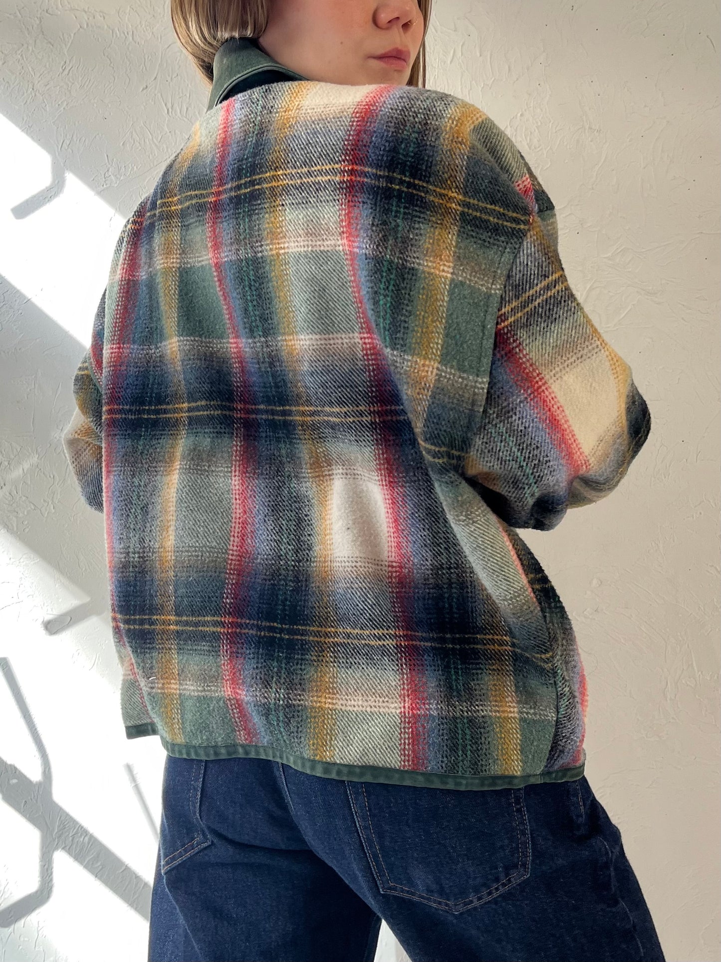 90s ‘BB Dakota’ Plaid Knit Jacket / Medium