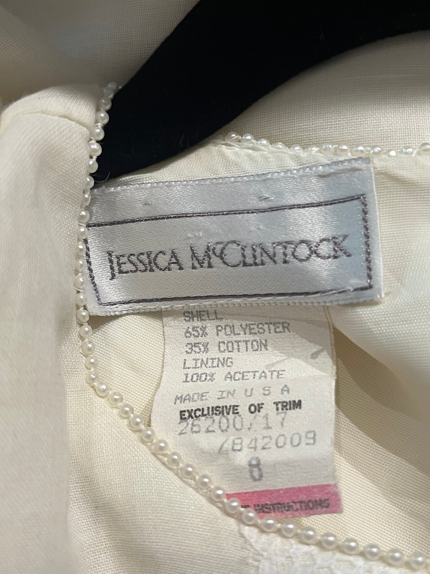 80s 'Jessica McClintock' White Drop Waist Midi Dress / Medium