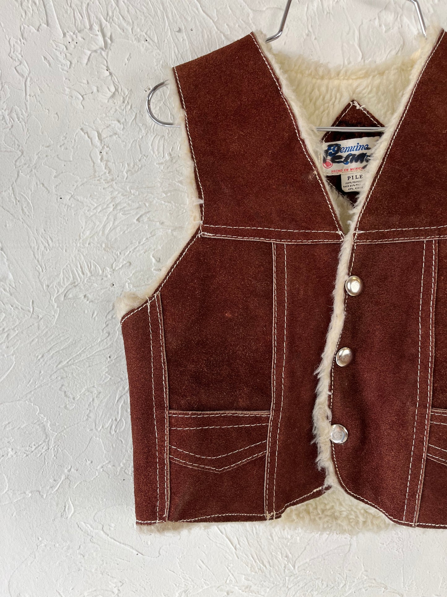 Vintage 'Genuine Leather' Suede Leather Kids Vest / 5T