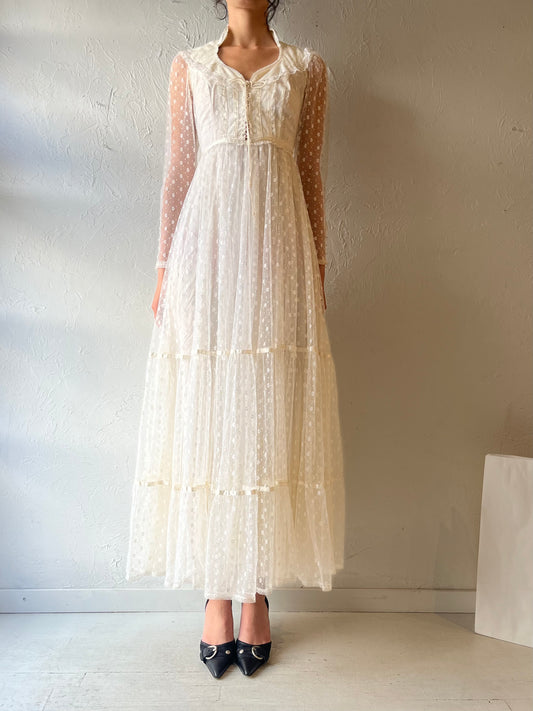 70s ‘Gunne Sax’ White Lace Wedding Dress / Small