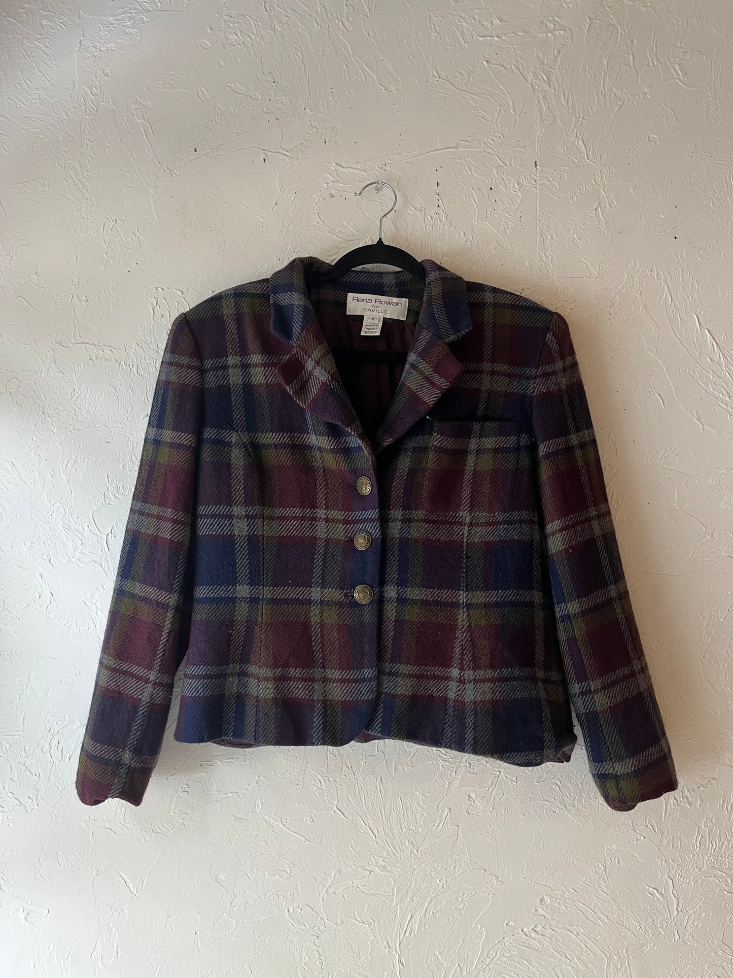'Rena Rowan' Plaid Blazer / Small - Medium