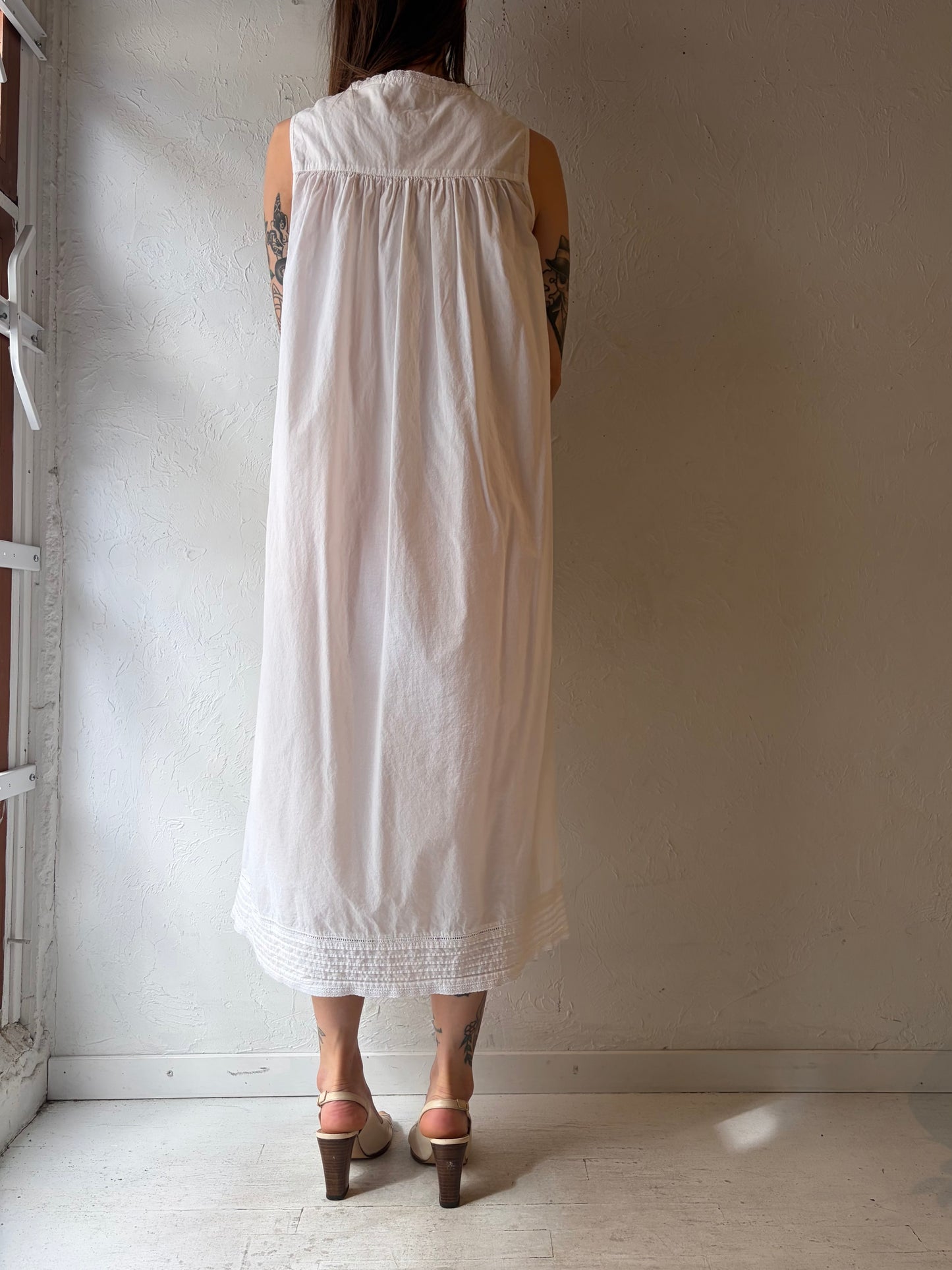 Y2k 'Eileen West' White Cotton Cottage Core Dress / Small