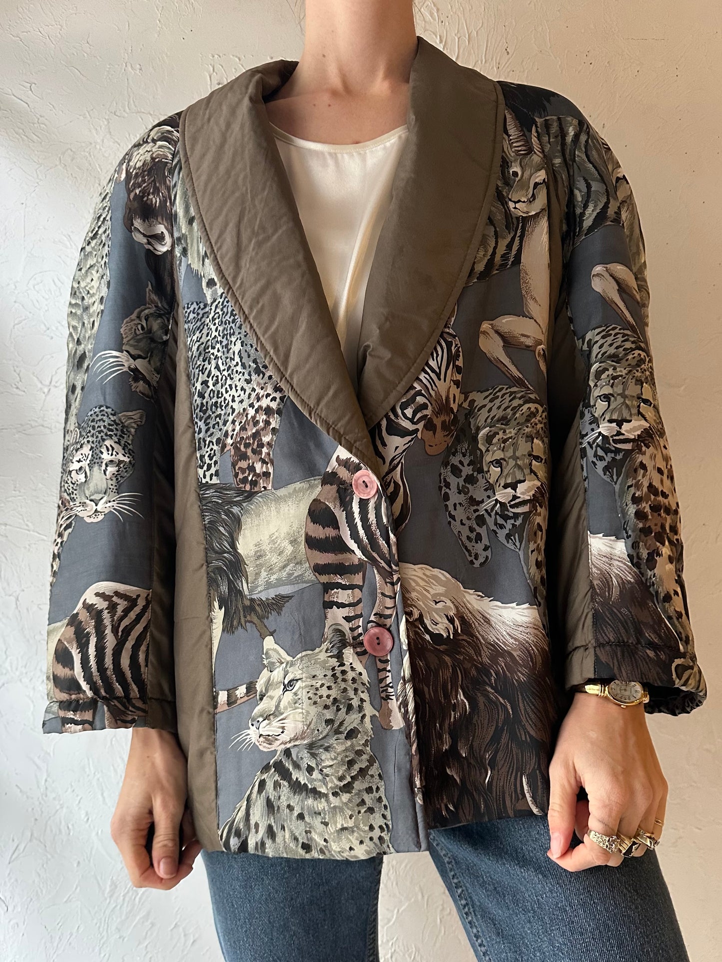 80s 'Adam Douglas' Silk Animal Jacket / Small