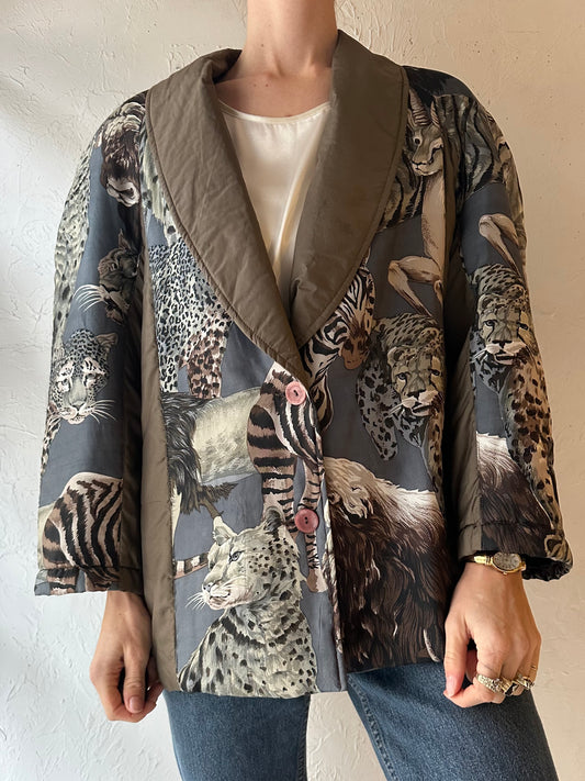 80s 'Adam Douglas' Silk Animal Jacket / Small