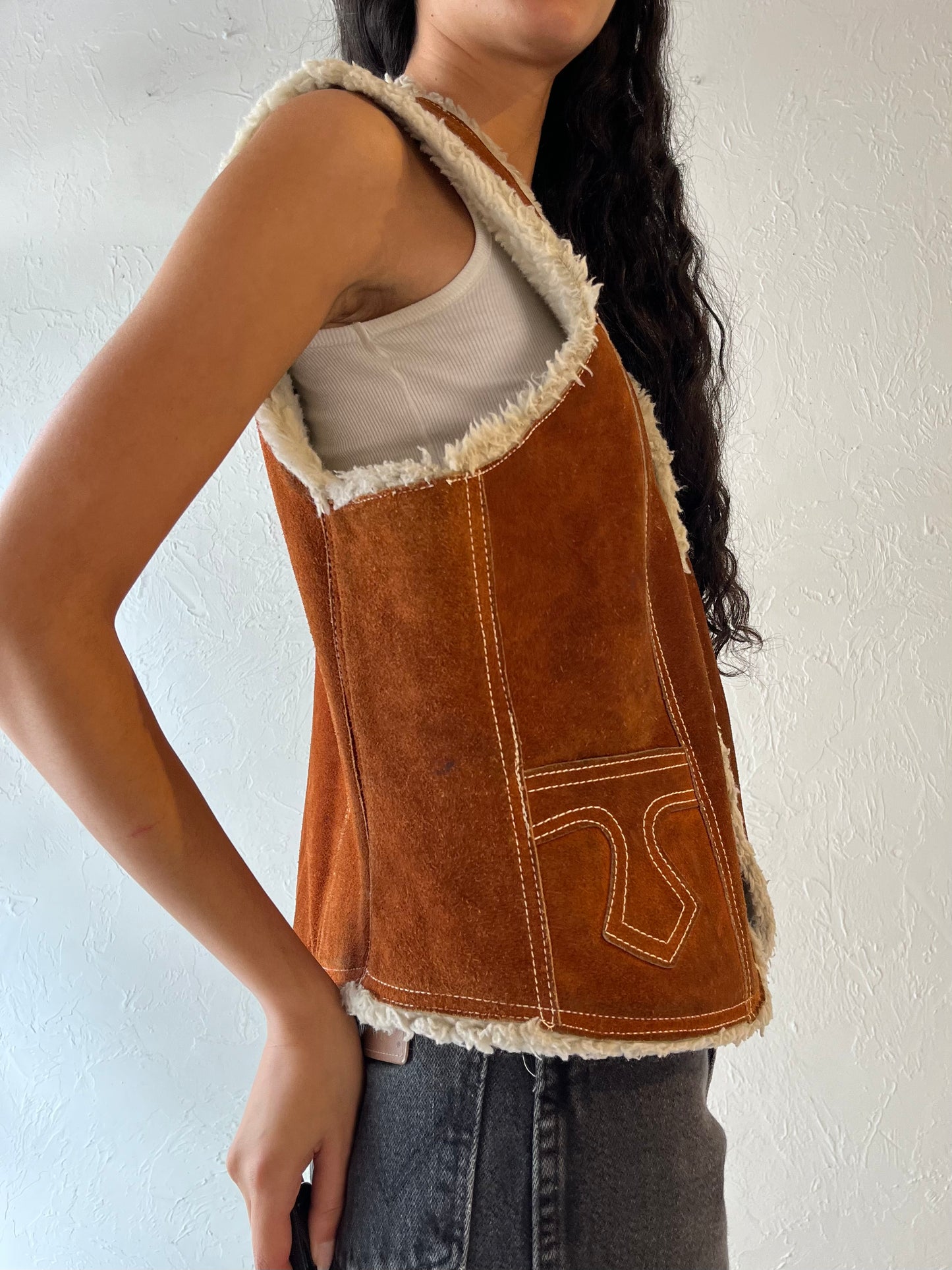 Vintage 'Genuine Leather' Suede Leather Vest / Large