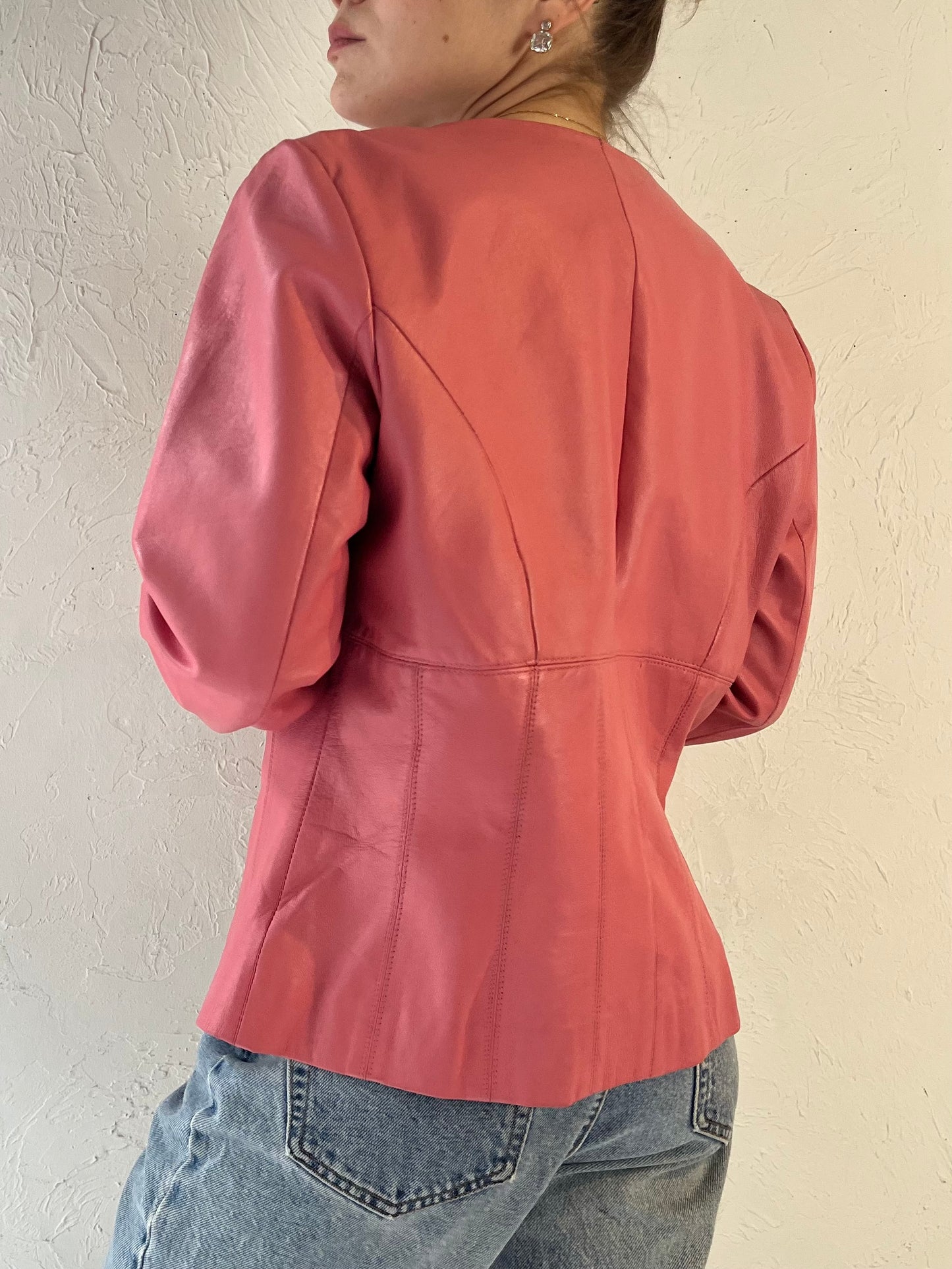 Y2k 'Style & Co' Pink Leather Jacket / Medium