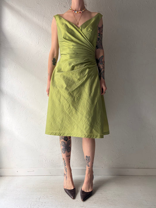 Y2k 'Impression' Green Metallic Spring Formal Dress / Large