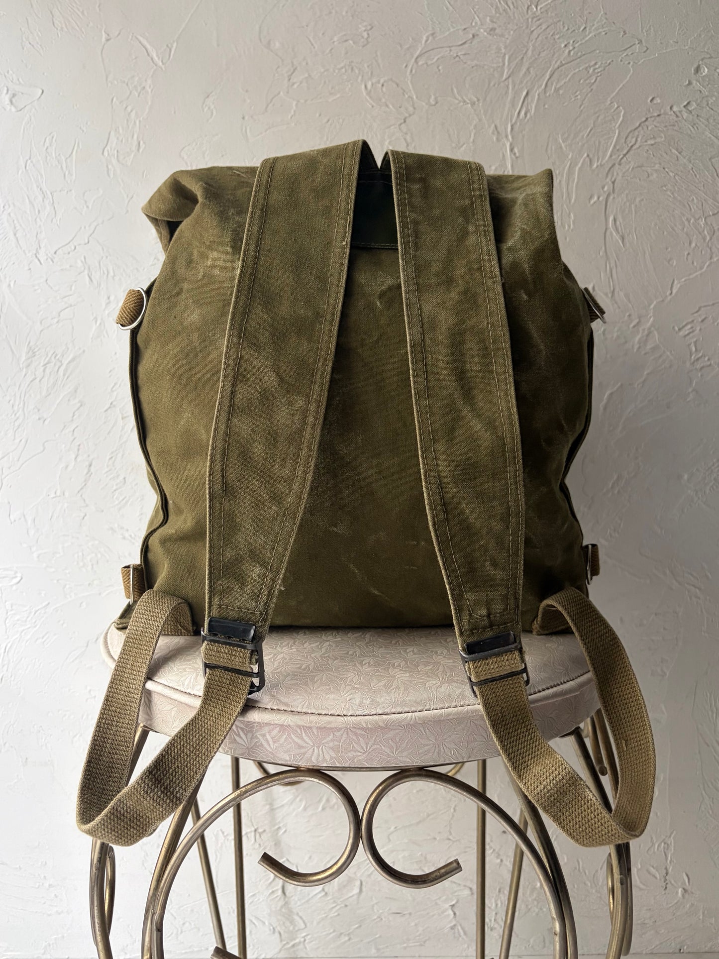 Vintage Green Canvas Backpack