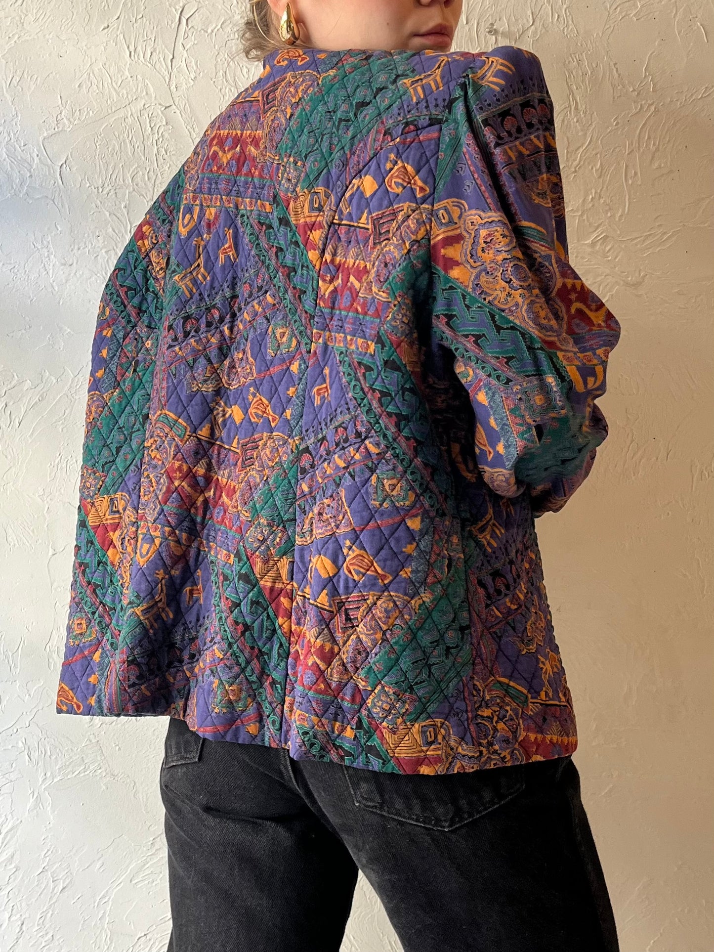 90s ‘Brooke Chapman’ Quilted Rayon Jacket / Large