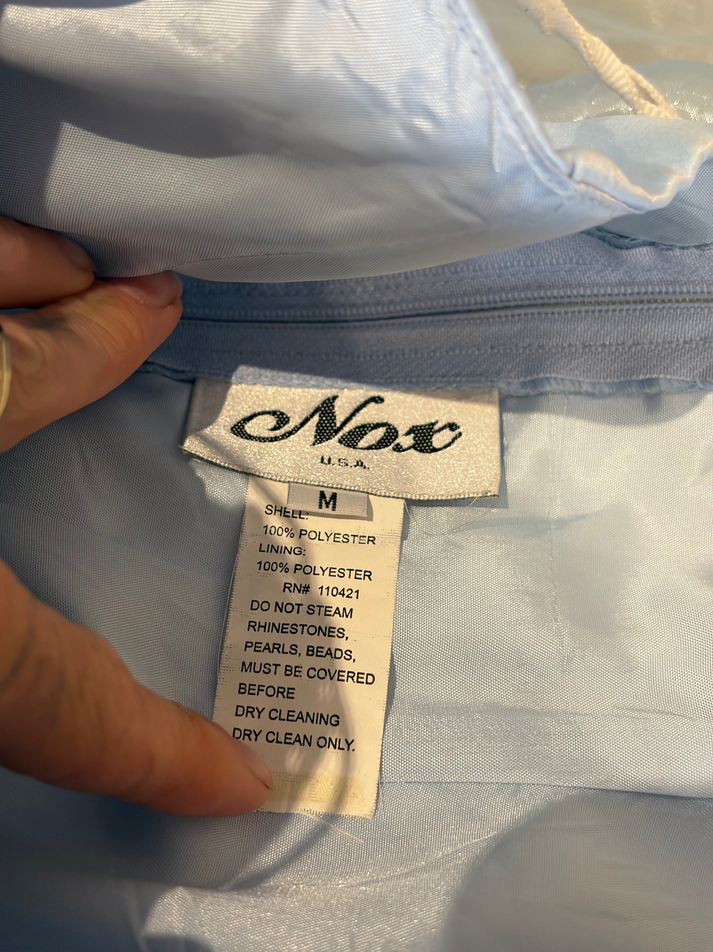 90s 'Nox' Baby Blue Halter Prom Dress / Medium