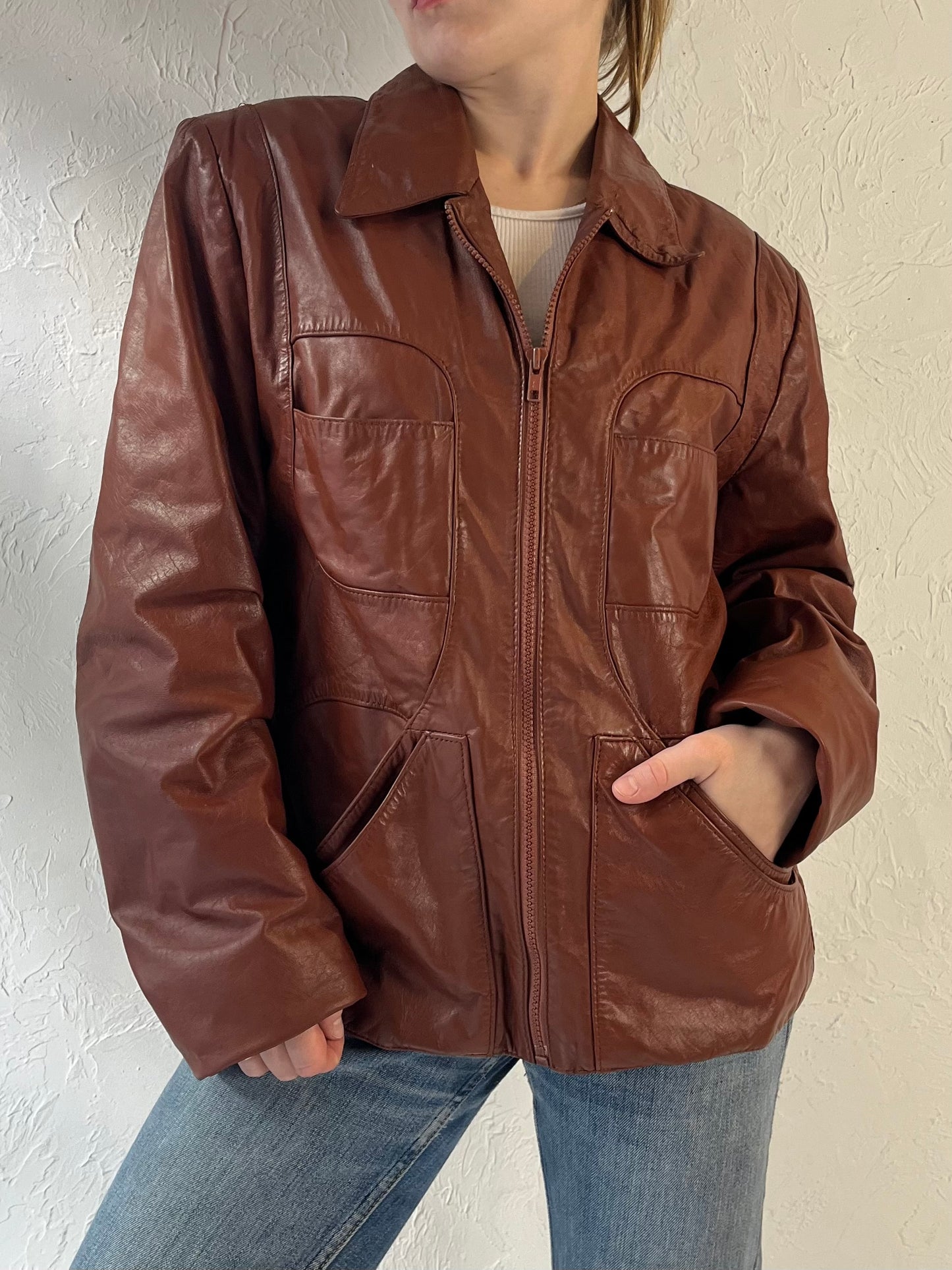 80s ‘Wilsons’ Brown Leather Jacket / Medium