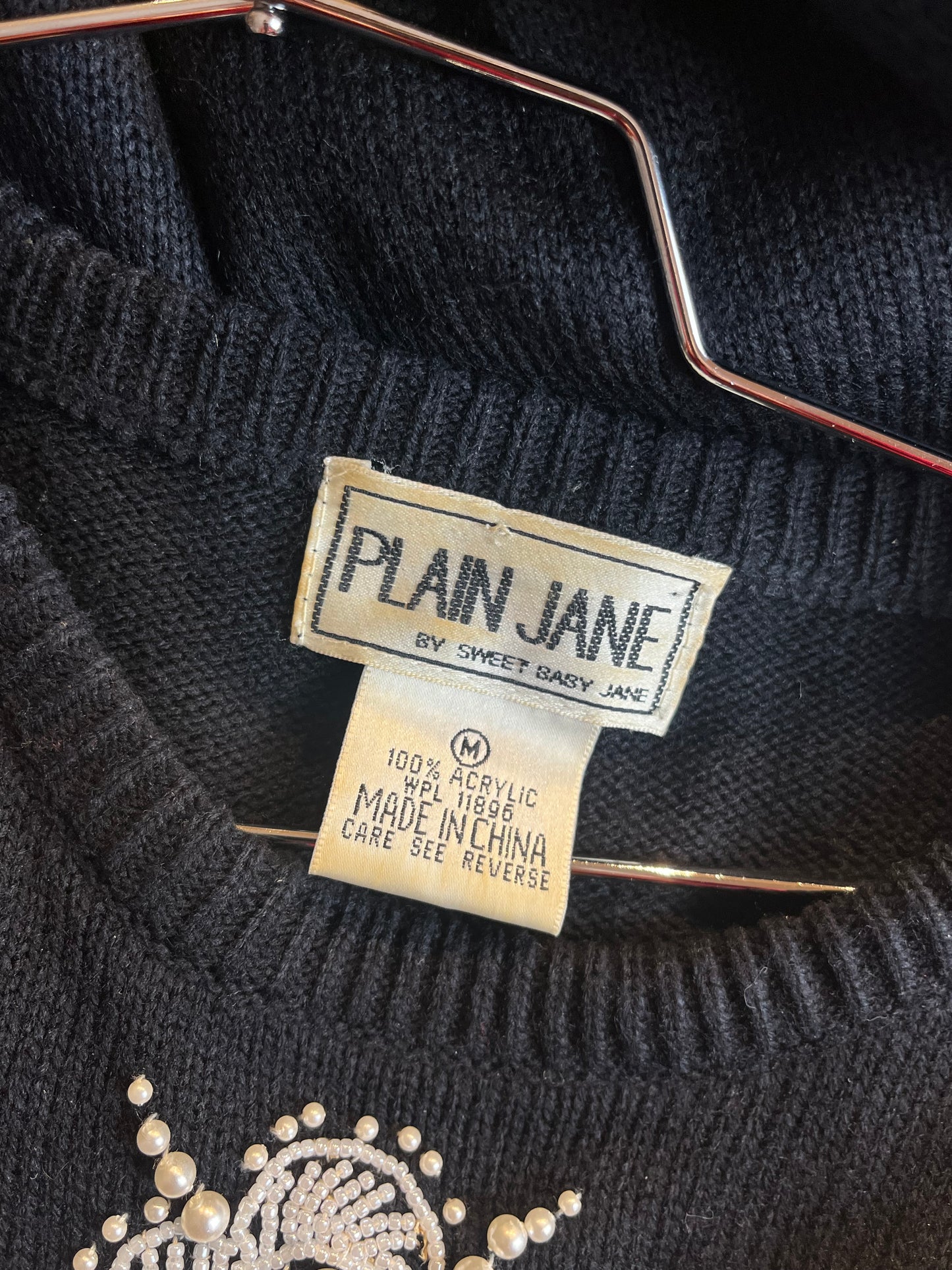 90s ‘Plain Jane’ Black Sweater Dress / Medium