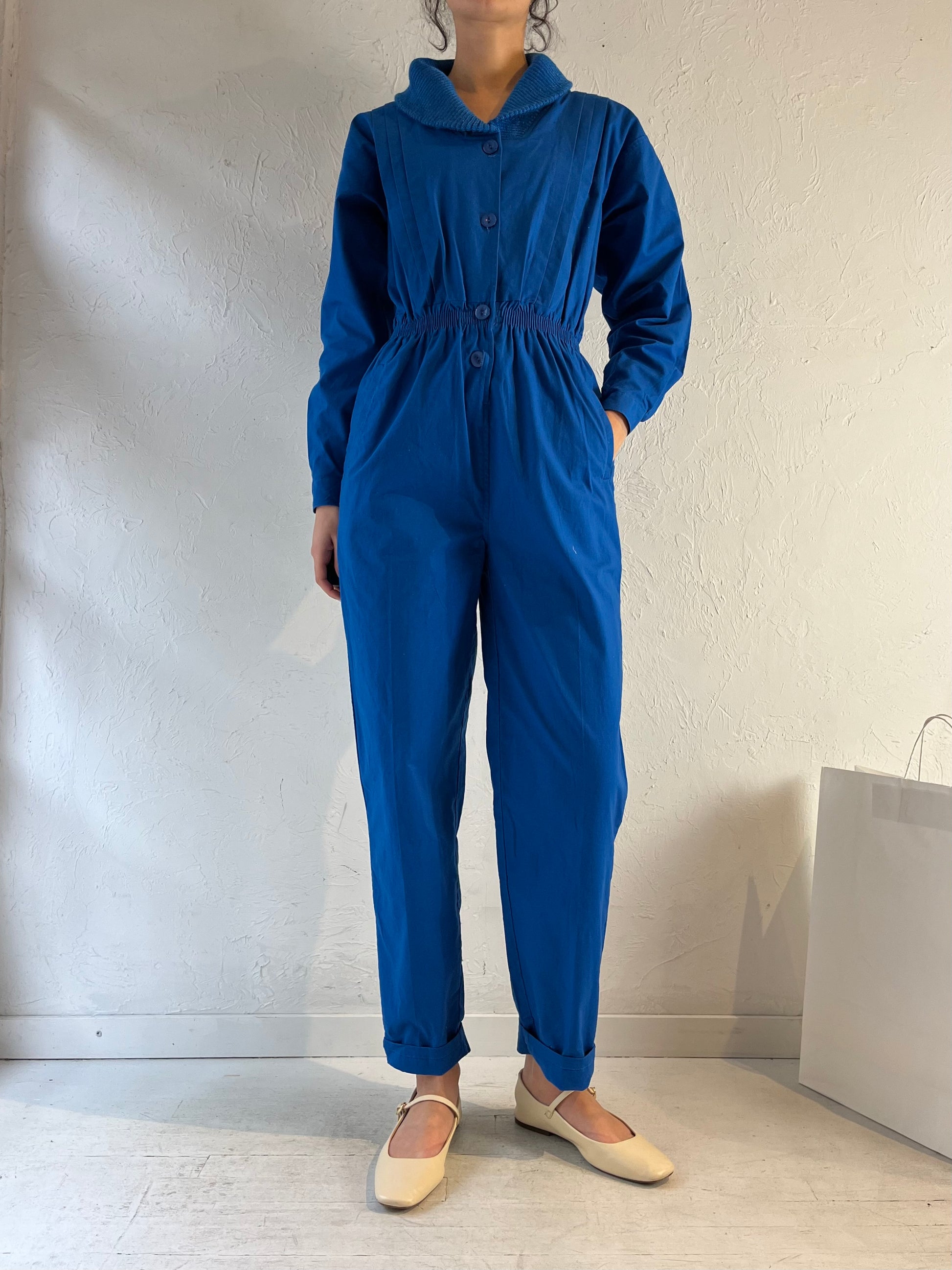 90s ‘California Casuals’ Dead Stock Blue Jumpsuit / Small