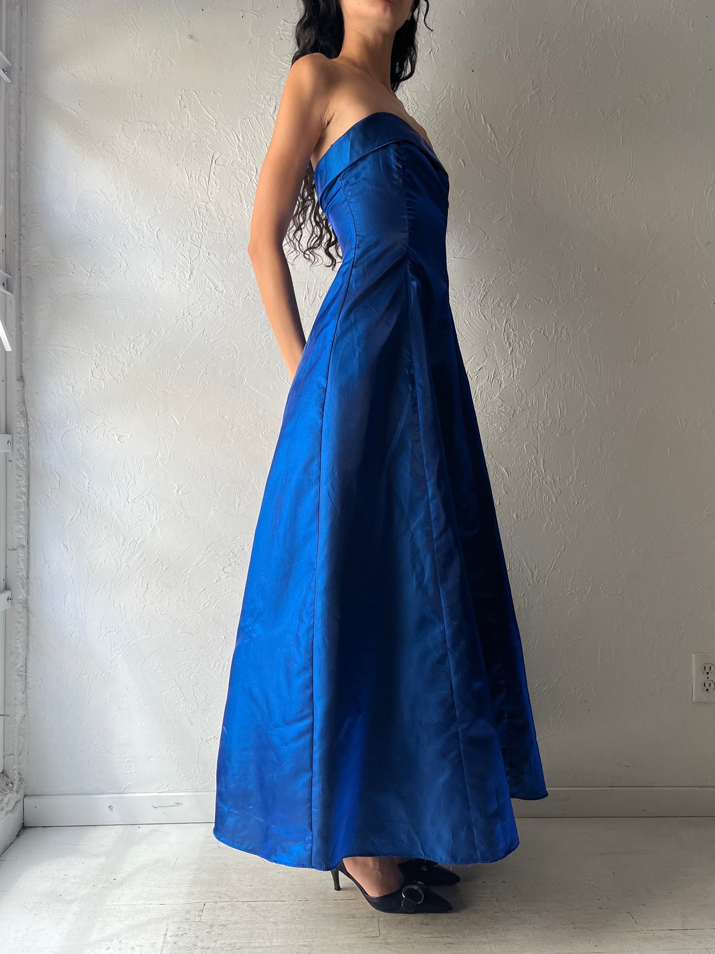Y2k 'Urban Girl Nites' Blue Strapless Formal Prom Dress / Small