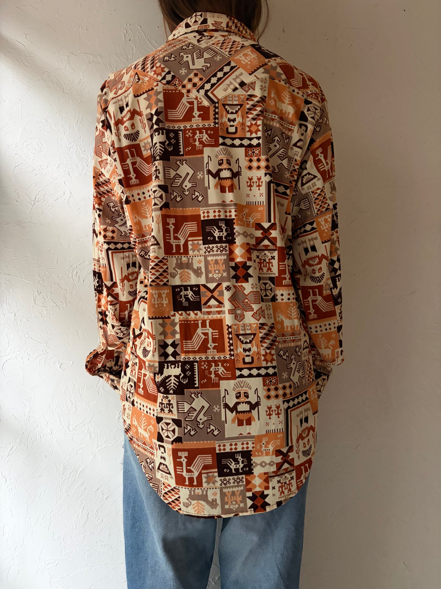 70s 'Miller Miller' Patterned Western Shirt / XL