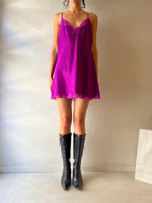 90s ‘Victorias Secret’ Gold Label Purple Slip Dress / Medium