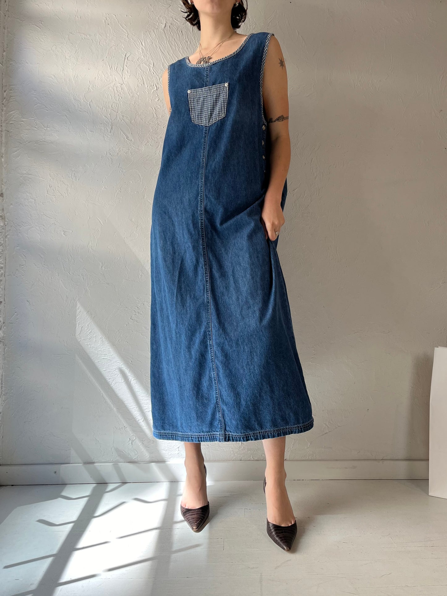 Y2k 'Basic Editions' Denim Maxi Dress / Large